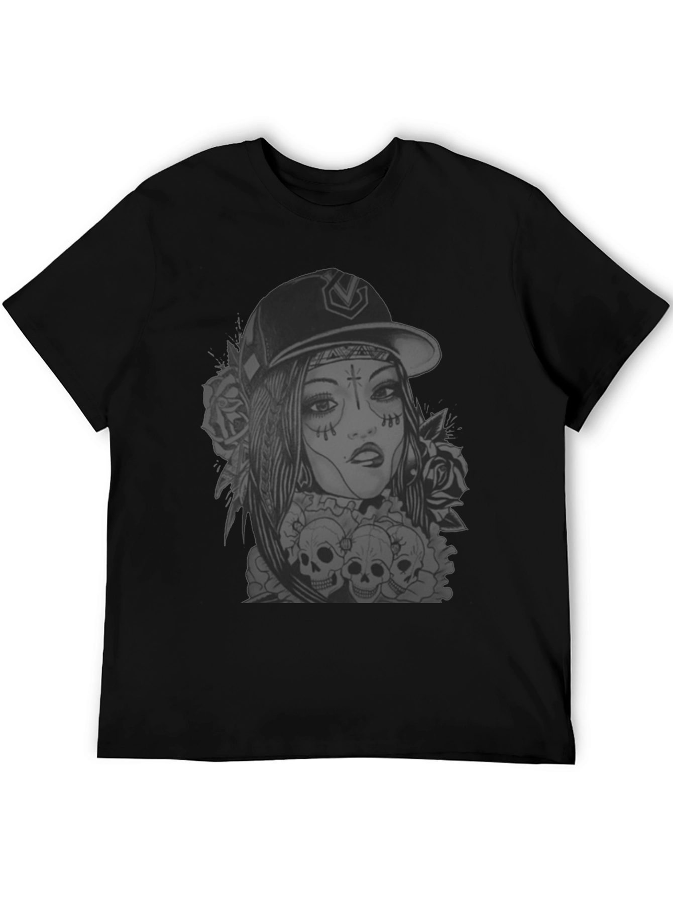 Edgy Skull Graphic Tee - Black Cotton T-Shirt