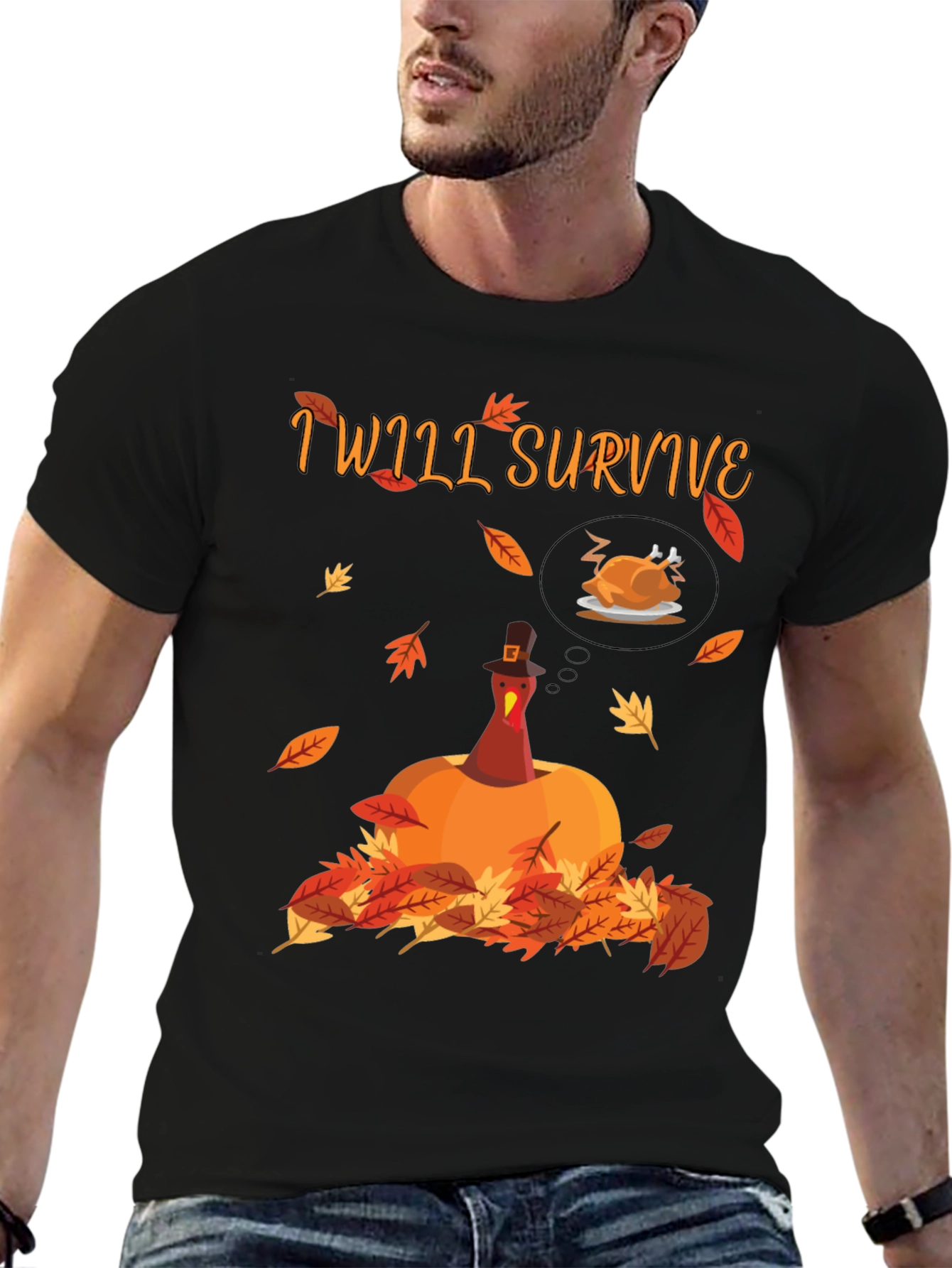 Funny Thanksgiving Turkey T-Shirt - I Will Survive