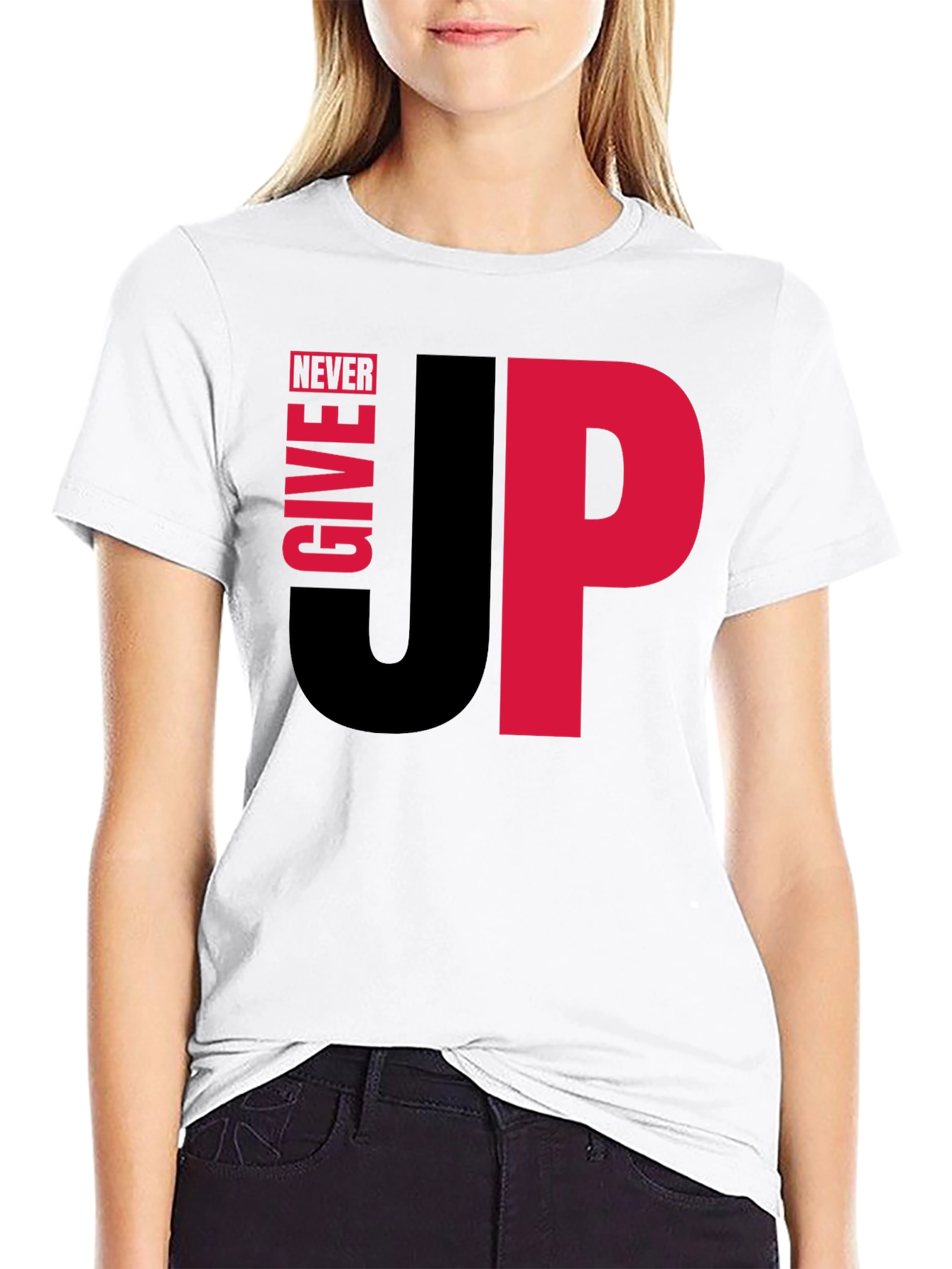 Never Give Up Graphic Tee - Motivational Black T-Shirt