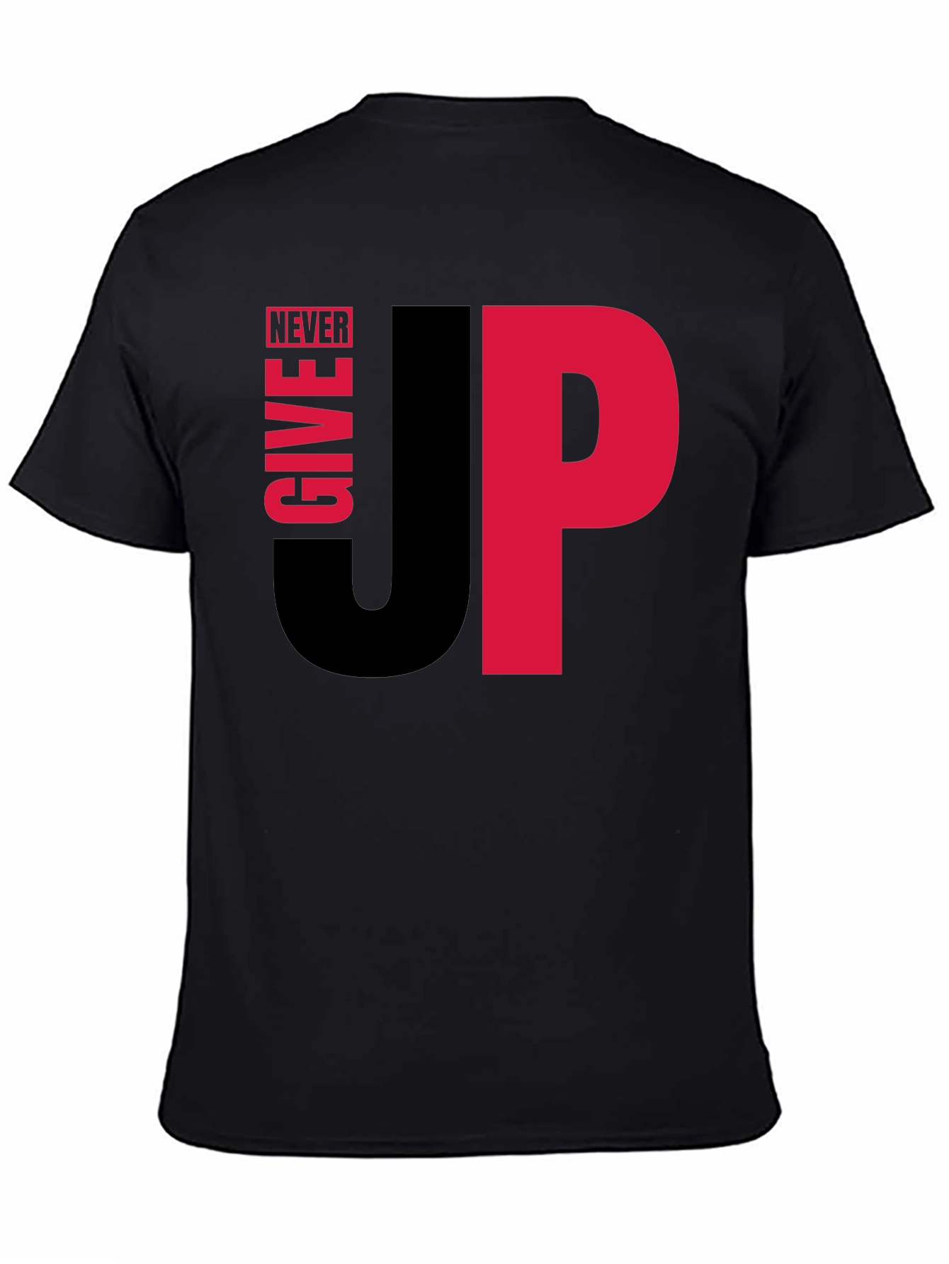 Never Give Up Graphic Tee - Motivational Black T-Shirt