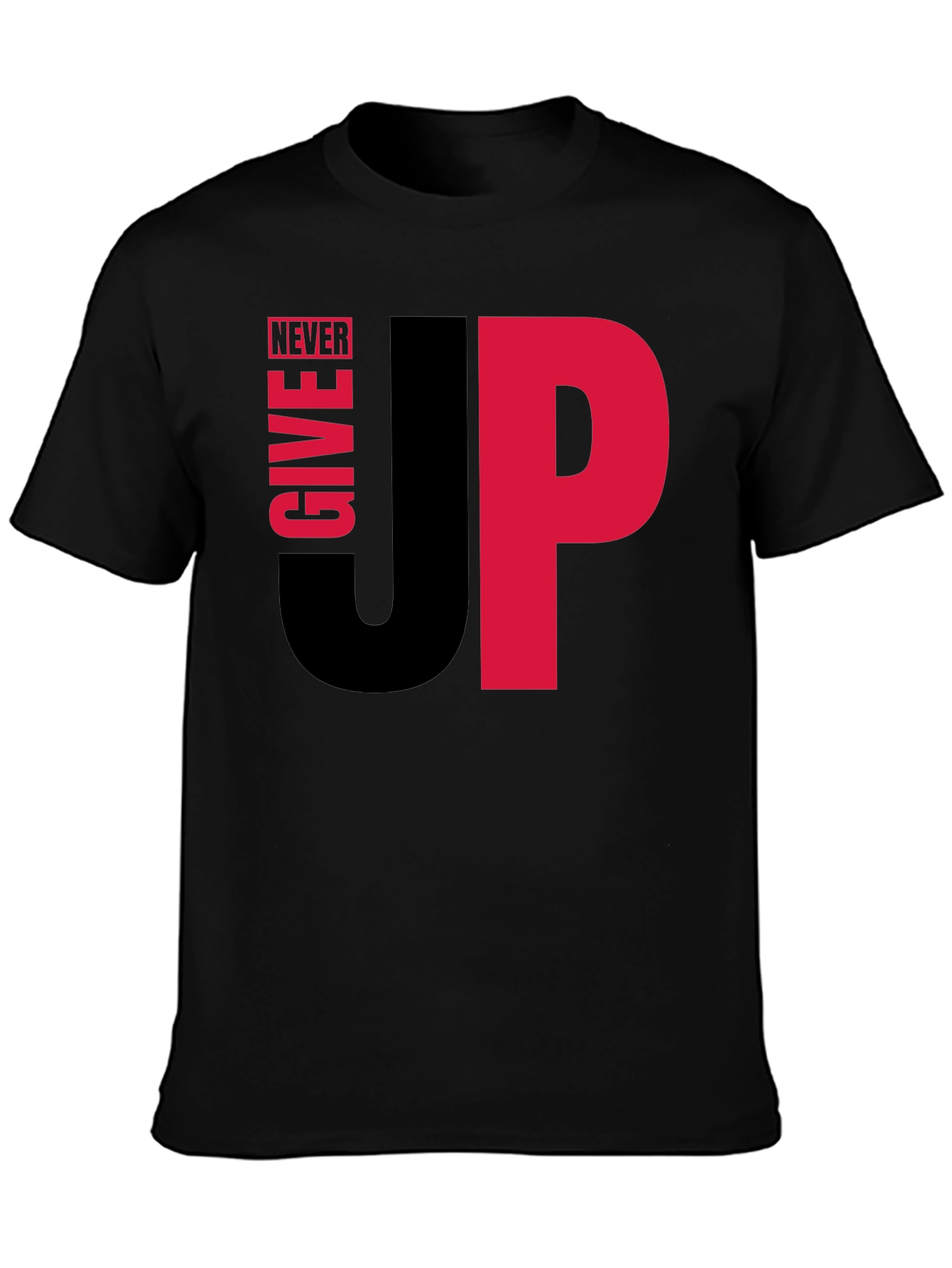 Never Give Up Graphic Tee - Motivational Black T-Shirt