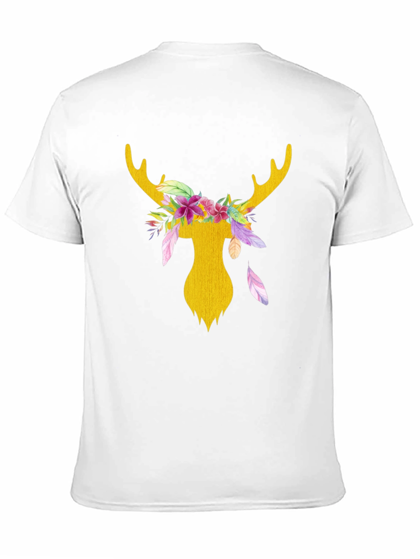 Floral Deer Head Graphic Tee - Black