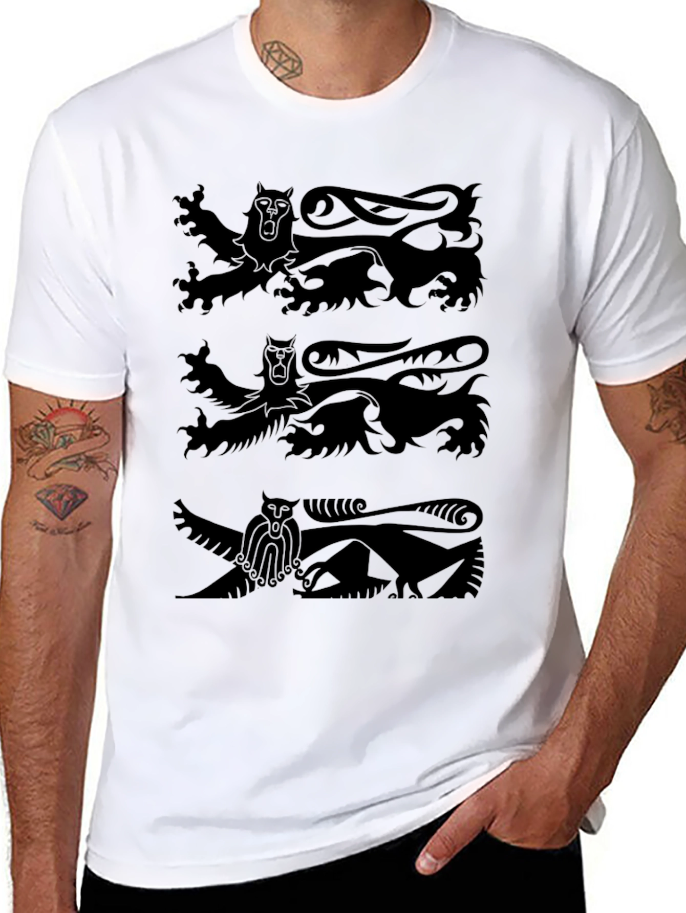 Unique Graphic Print Black T-Shirt