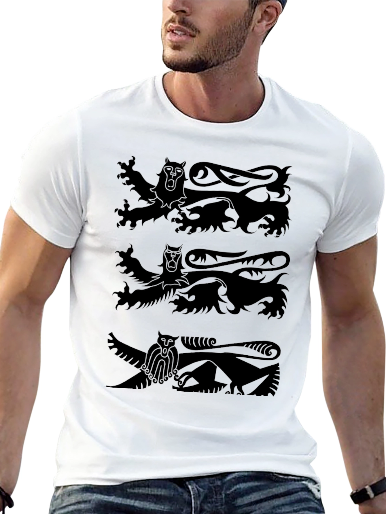 Unique Graphic Print Black T-Shirt