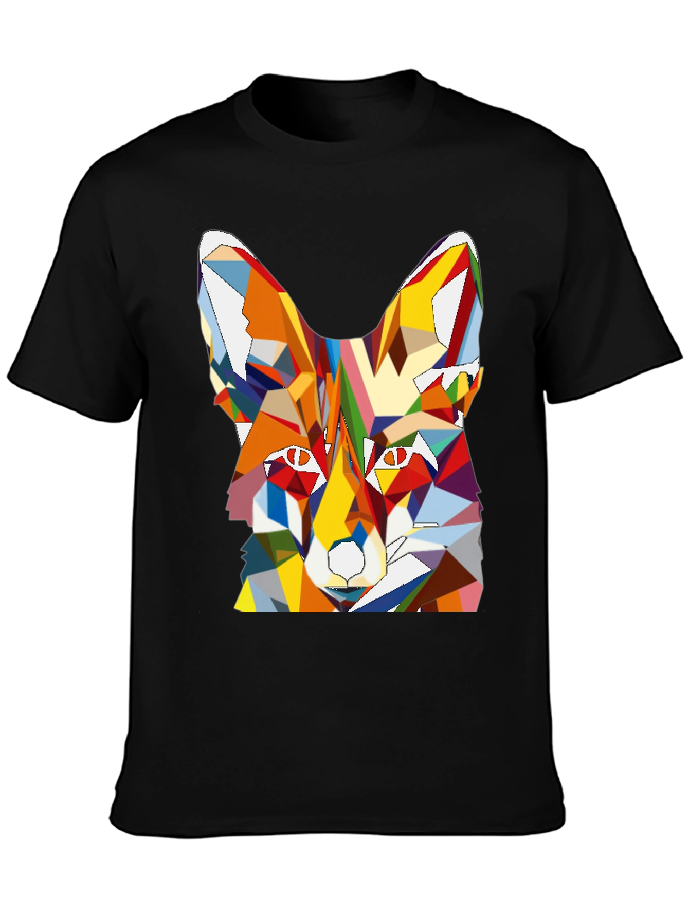 Geometric Fox Graphic Tee - Mens Black T-Shirt
