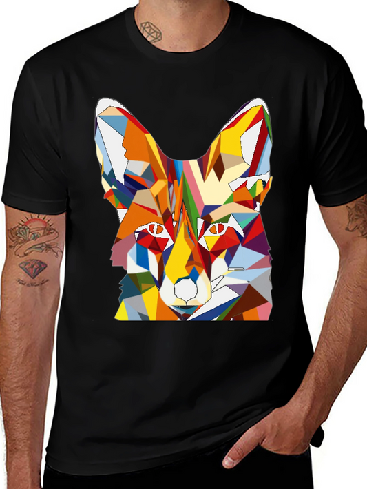 Geometric Fox Graphic Tee - Mens Black T-Shirt