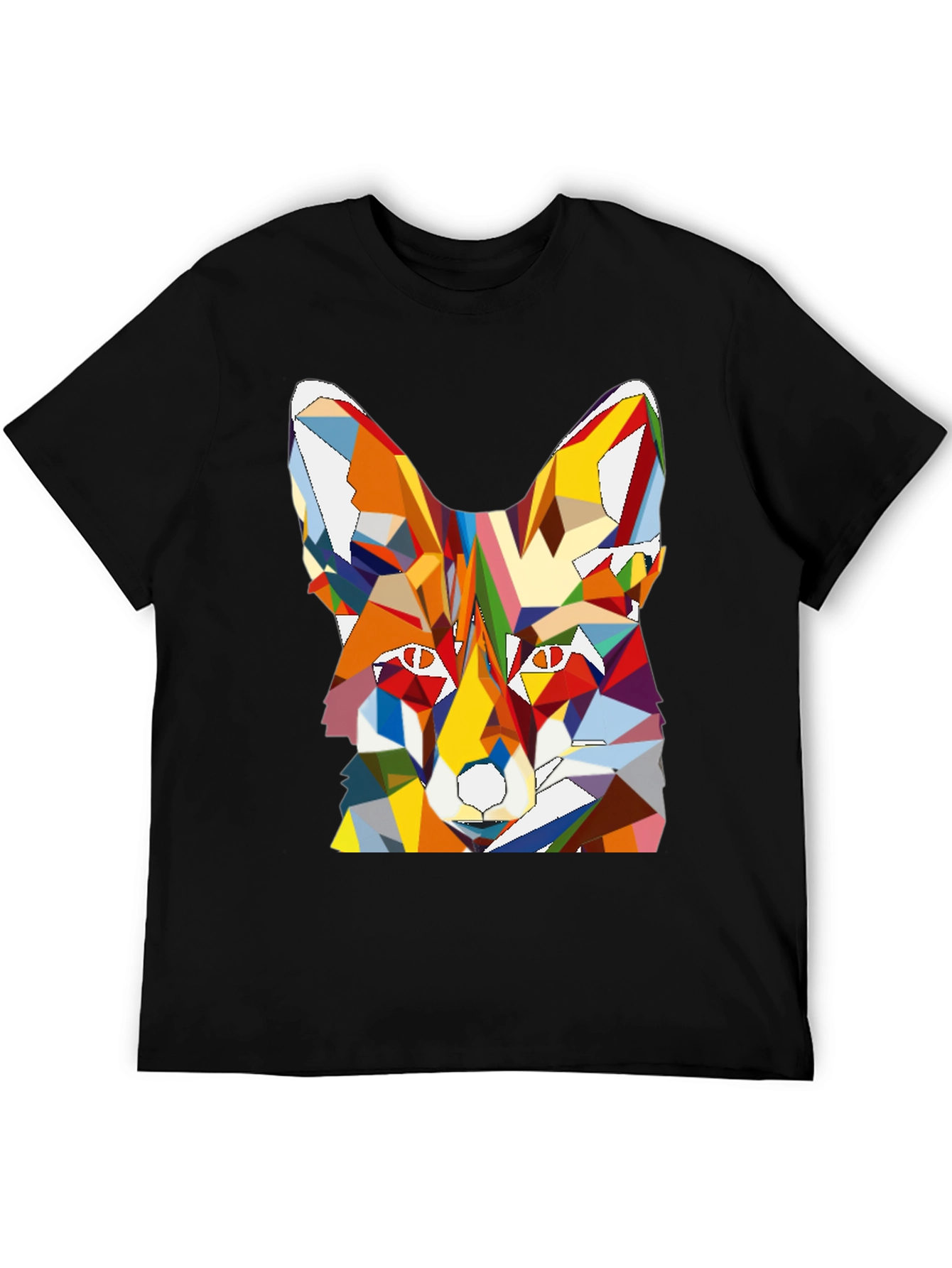 Geometric Fox Graphic Tee - Mens Black T-Shirt
