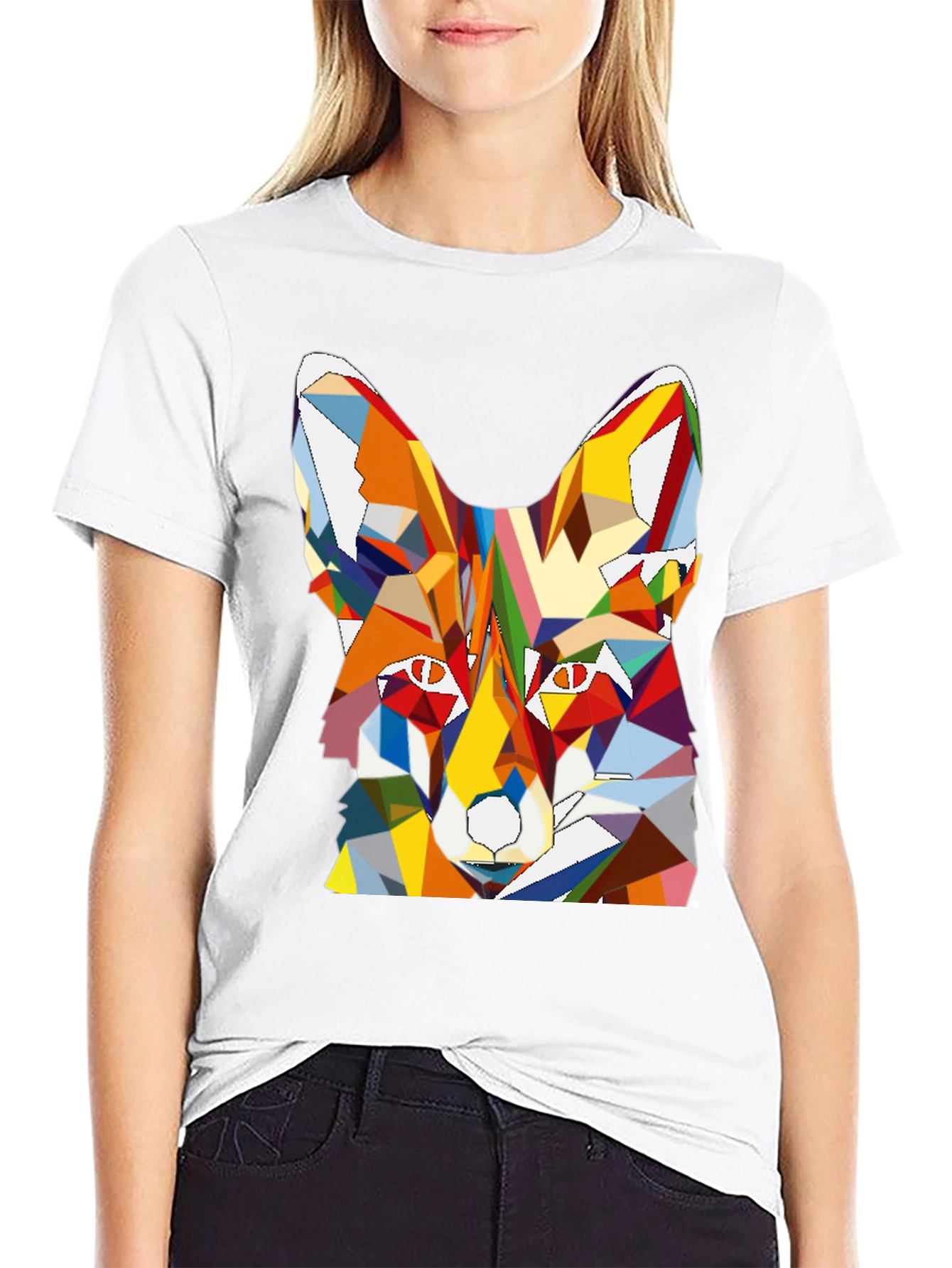 Geometric Fox Graphic Tee - Mens Black T-Shirt