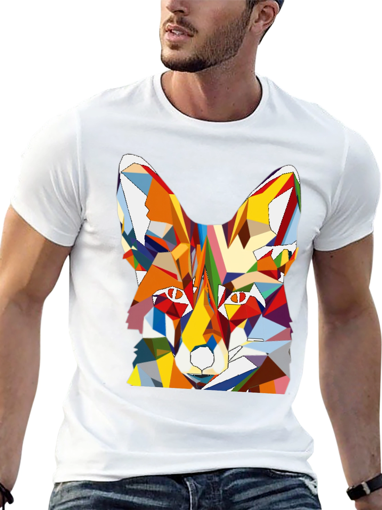 Geometric Fox Graphic Tee - Mens Black T-Shirt