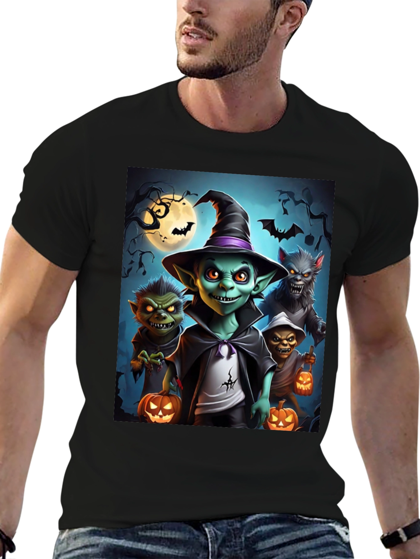 Halloween Monsters Black T-Shirt