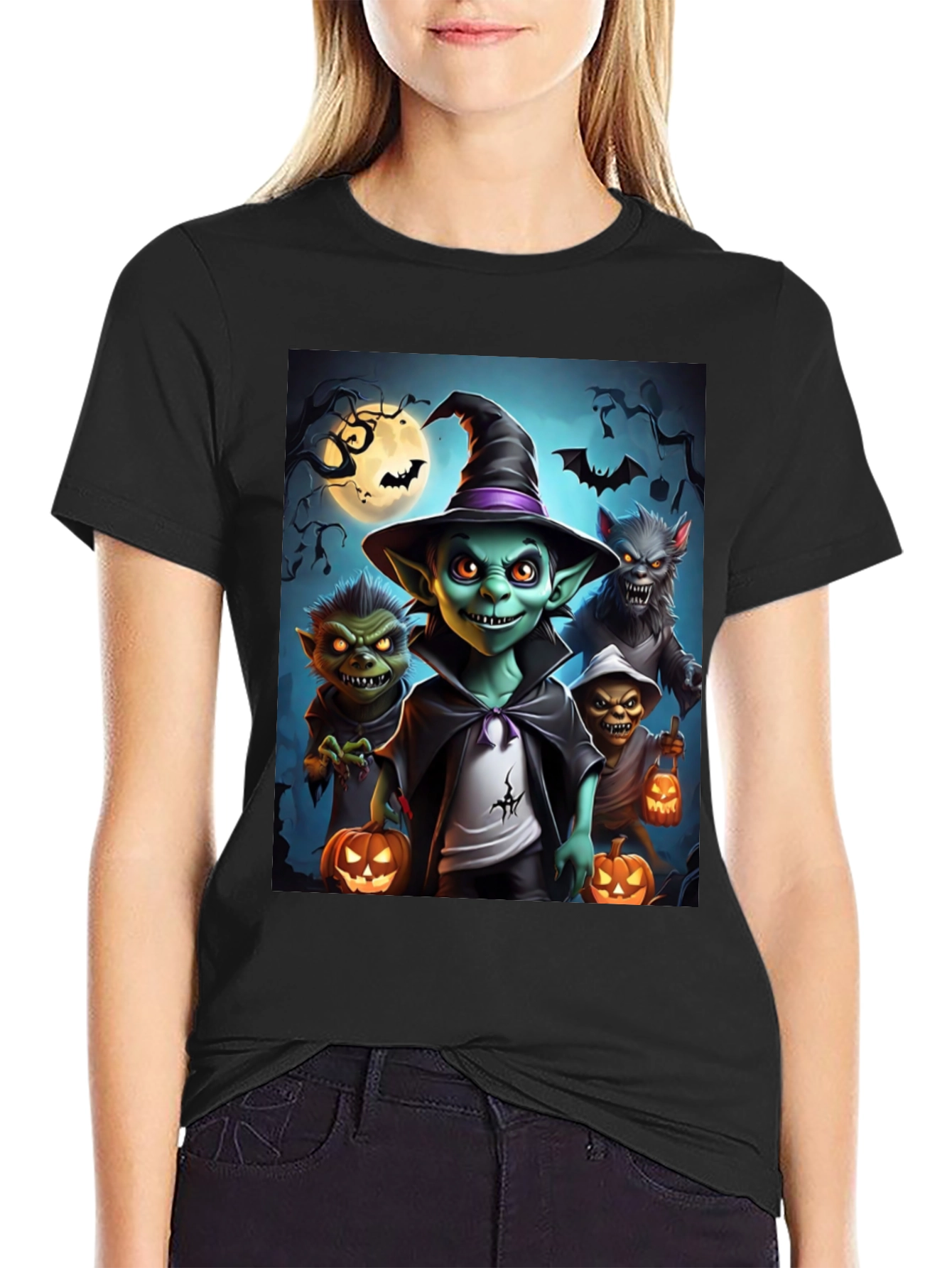 Halloween Monsters Black T-Shirt