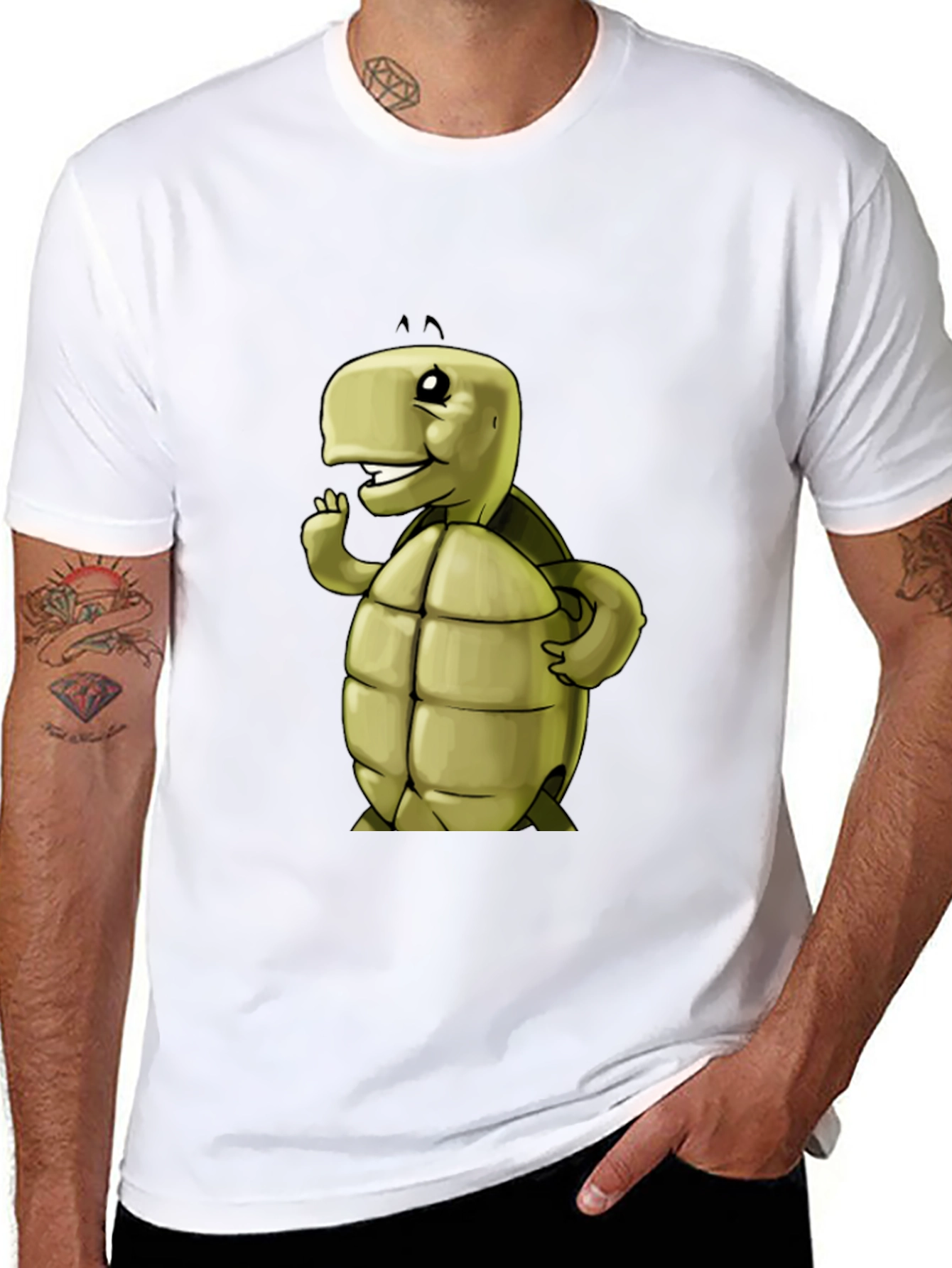 Cartoon Turtle Graphic Tee - Black Unisex T-Shirt