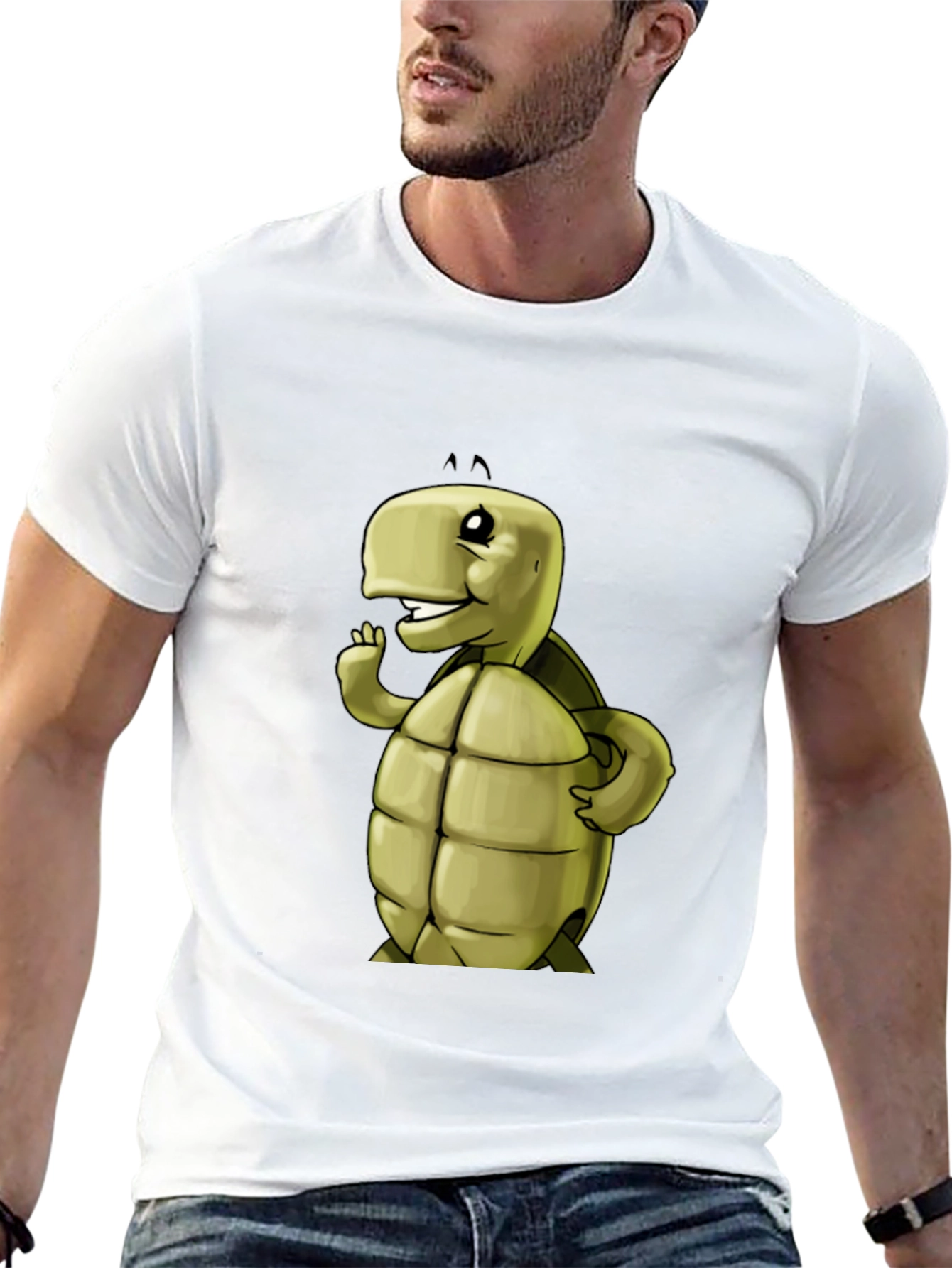 Cartoon Turtle Graphic Tee - Black Unisex T-Shirt