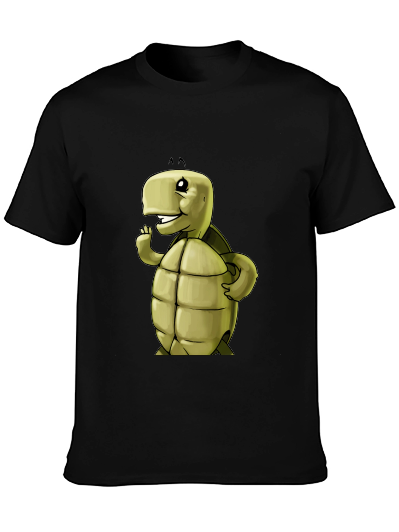 Cartoon Turtle Graphic Tee - Black Unisex T-Shirt