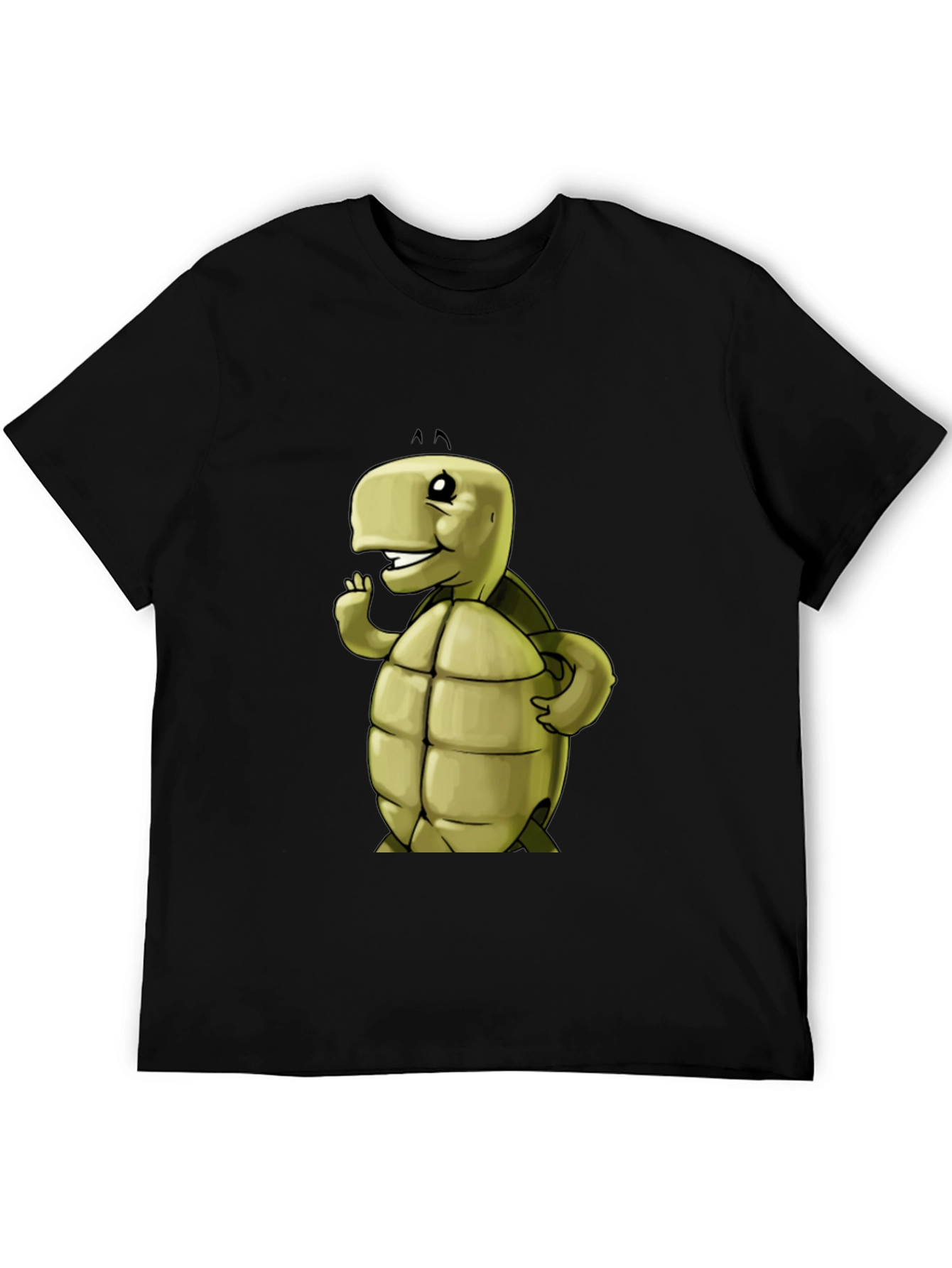 Cartoon Turtle Graphic Tee - Black Unisex T-Shirt