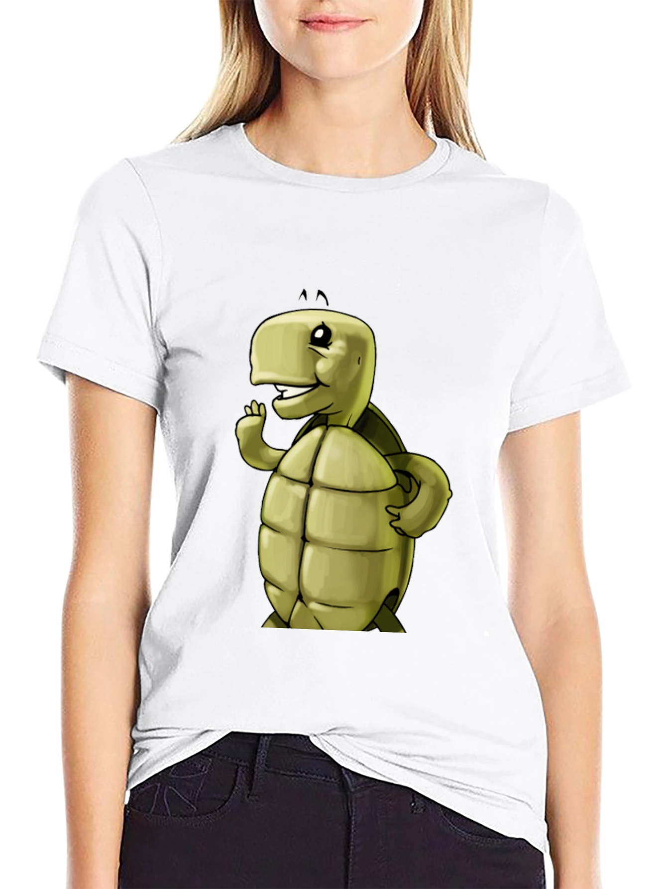 Cartoon Turtle Graphic Tee - Black Unisex T-Shirt