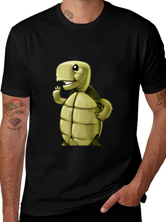 Cartoon Turtle Graphic Tee - Black Unisex T-Shirt