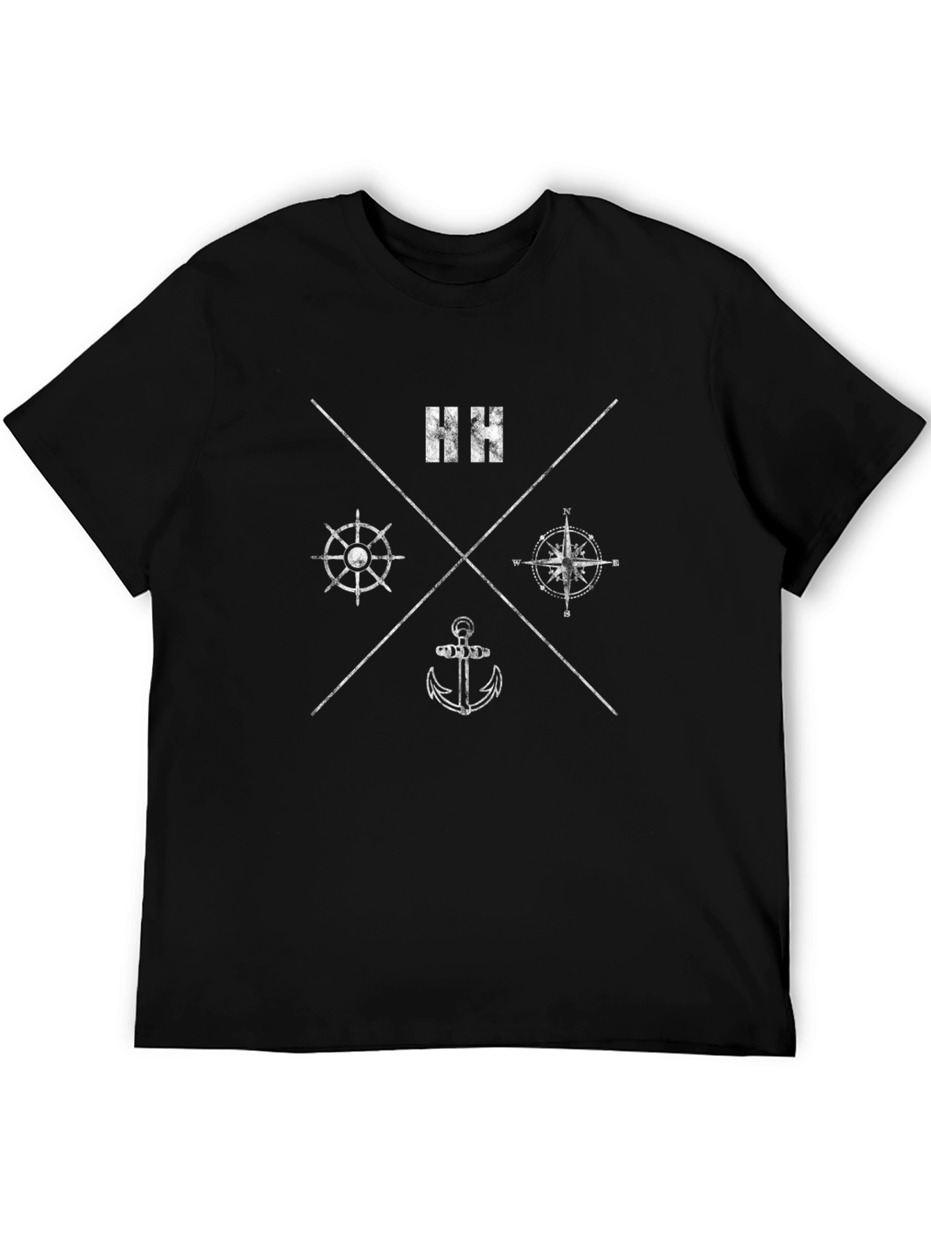 Nautical Compass Black T-Shirt