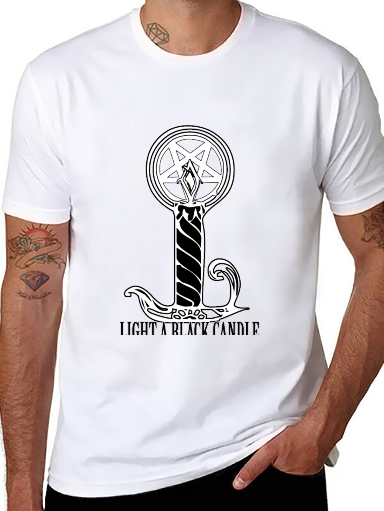 Black T-Shirt: Light a Black Candle Design