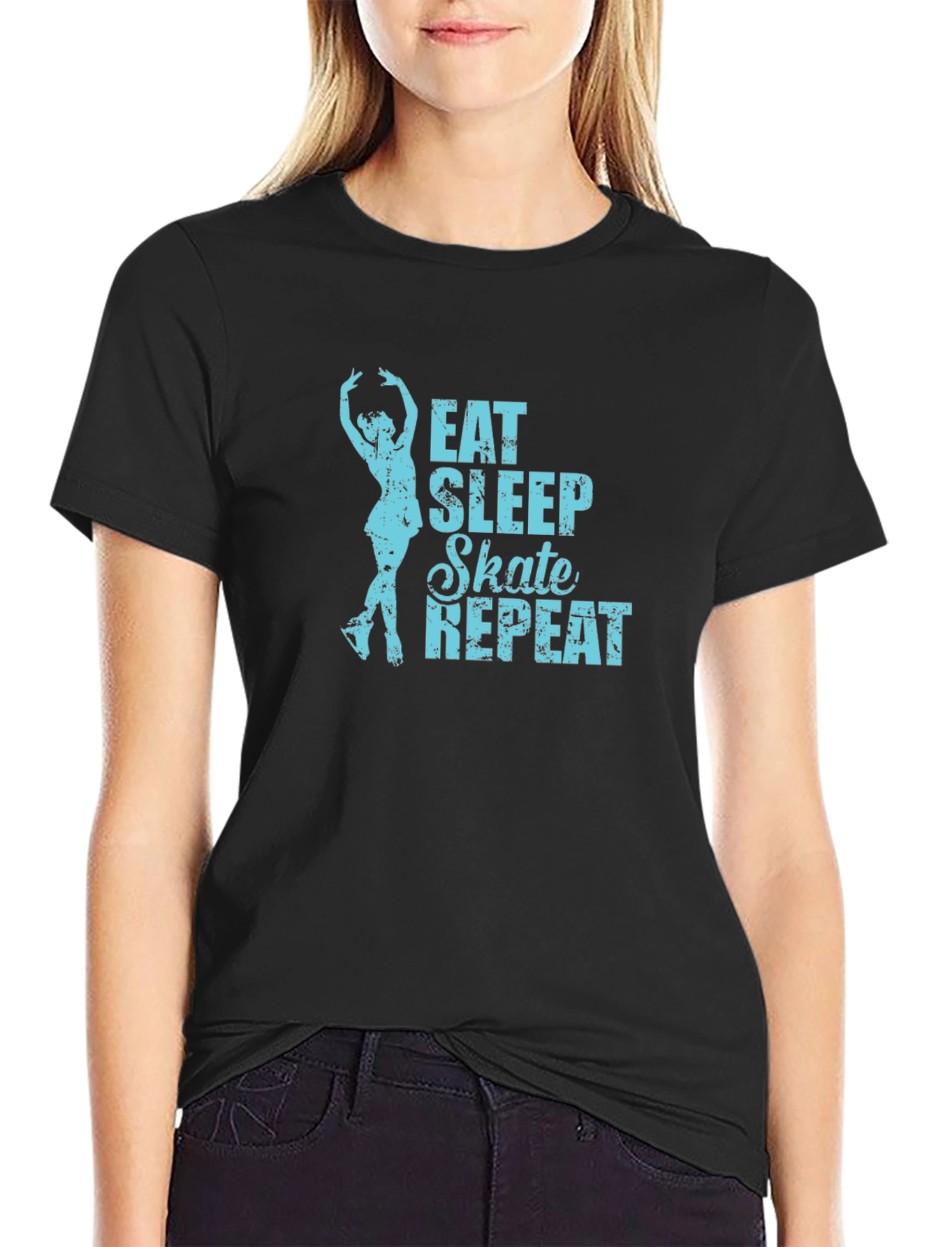 Eat Sleep Skate Repeat Black T-Shirt