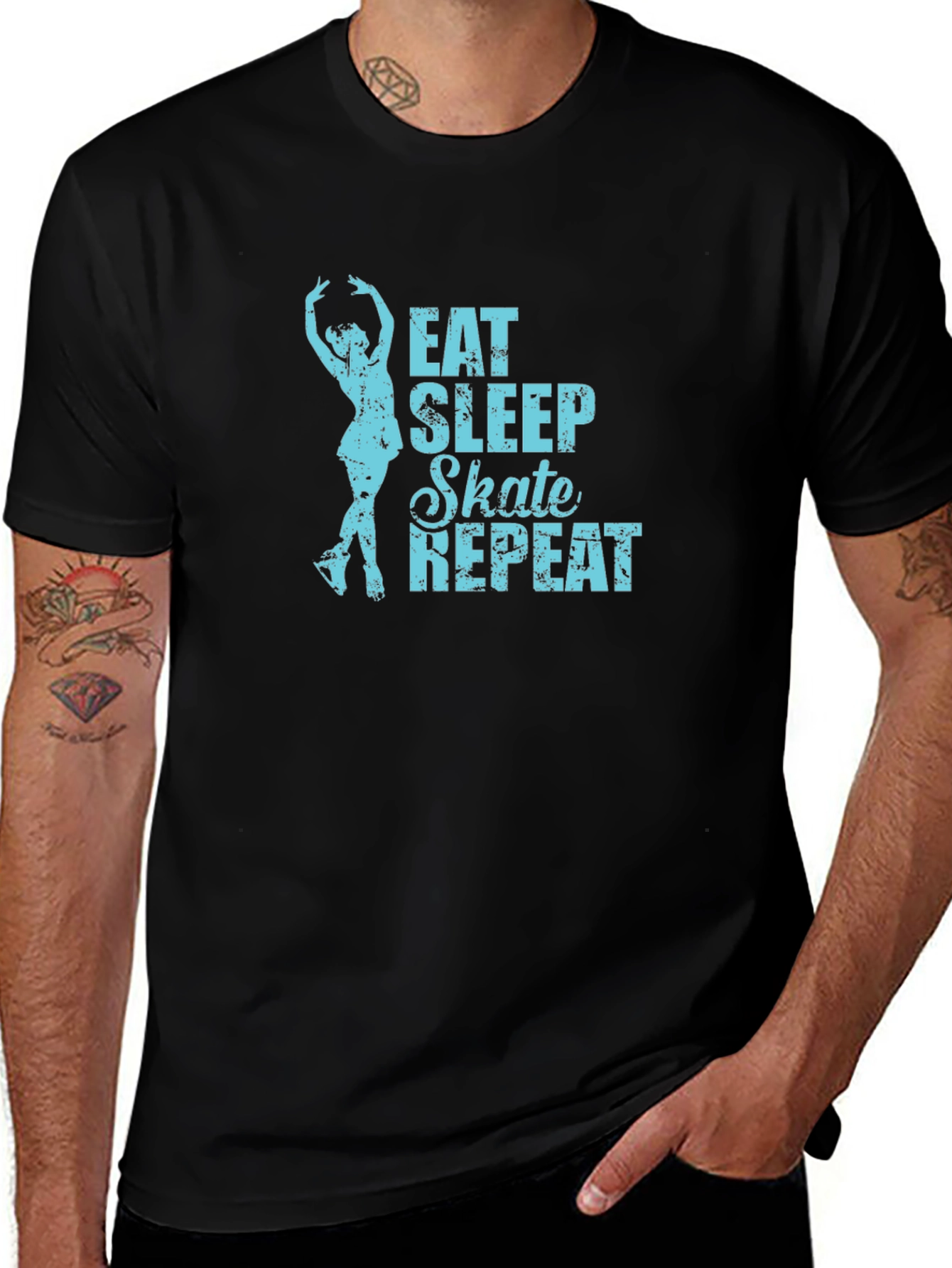 Eat Sleep Skate Repeat Black T-Shirt