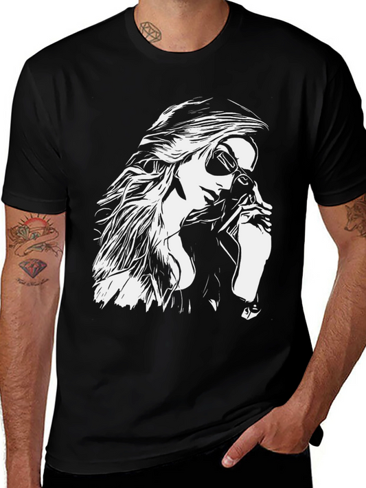 Cool Woman Graphic Tee - Stylish Black T-Shirt