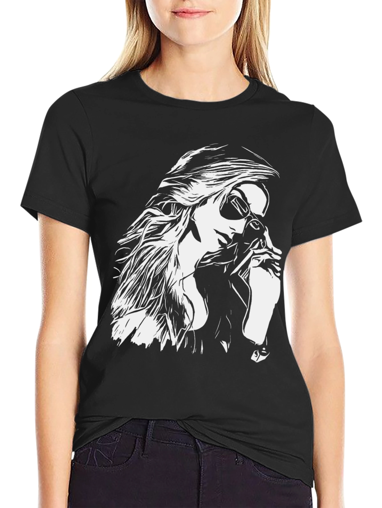 Cool Woman Graphic Tee - Stylish Black T-Shirt