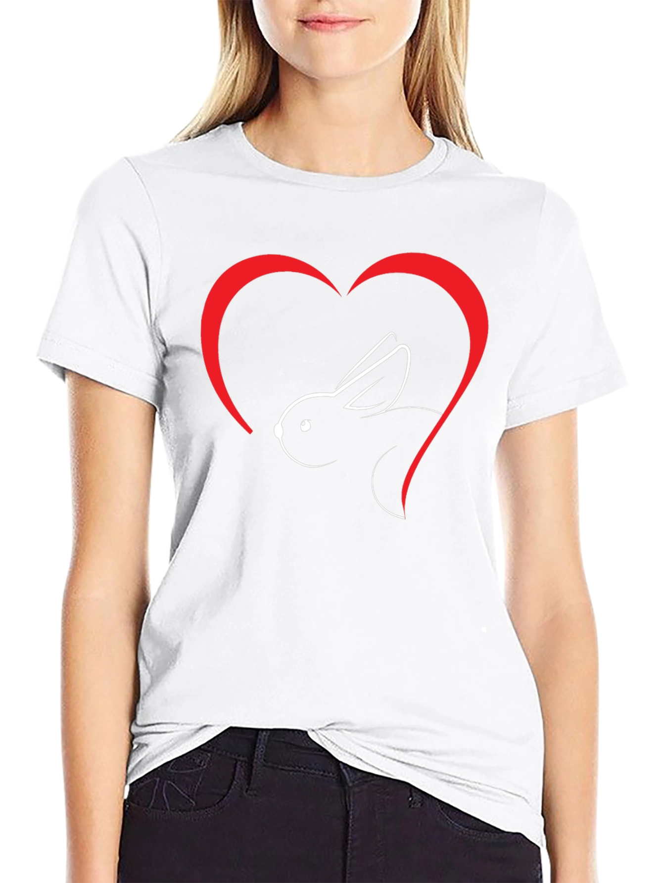 Rabbit Heart Graphic T-Shirt - Soft Cotton Blend