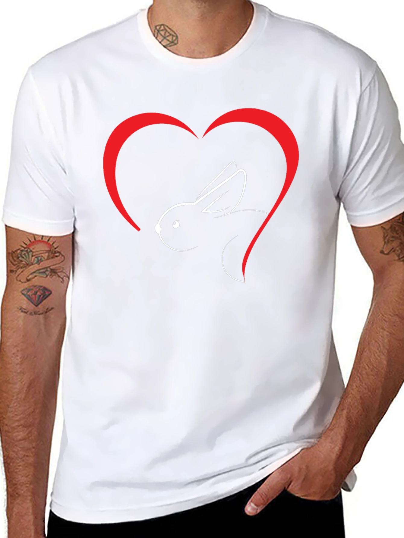 Rabbit Heart Graphic T-Shirt - Soft Cotton Blend