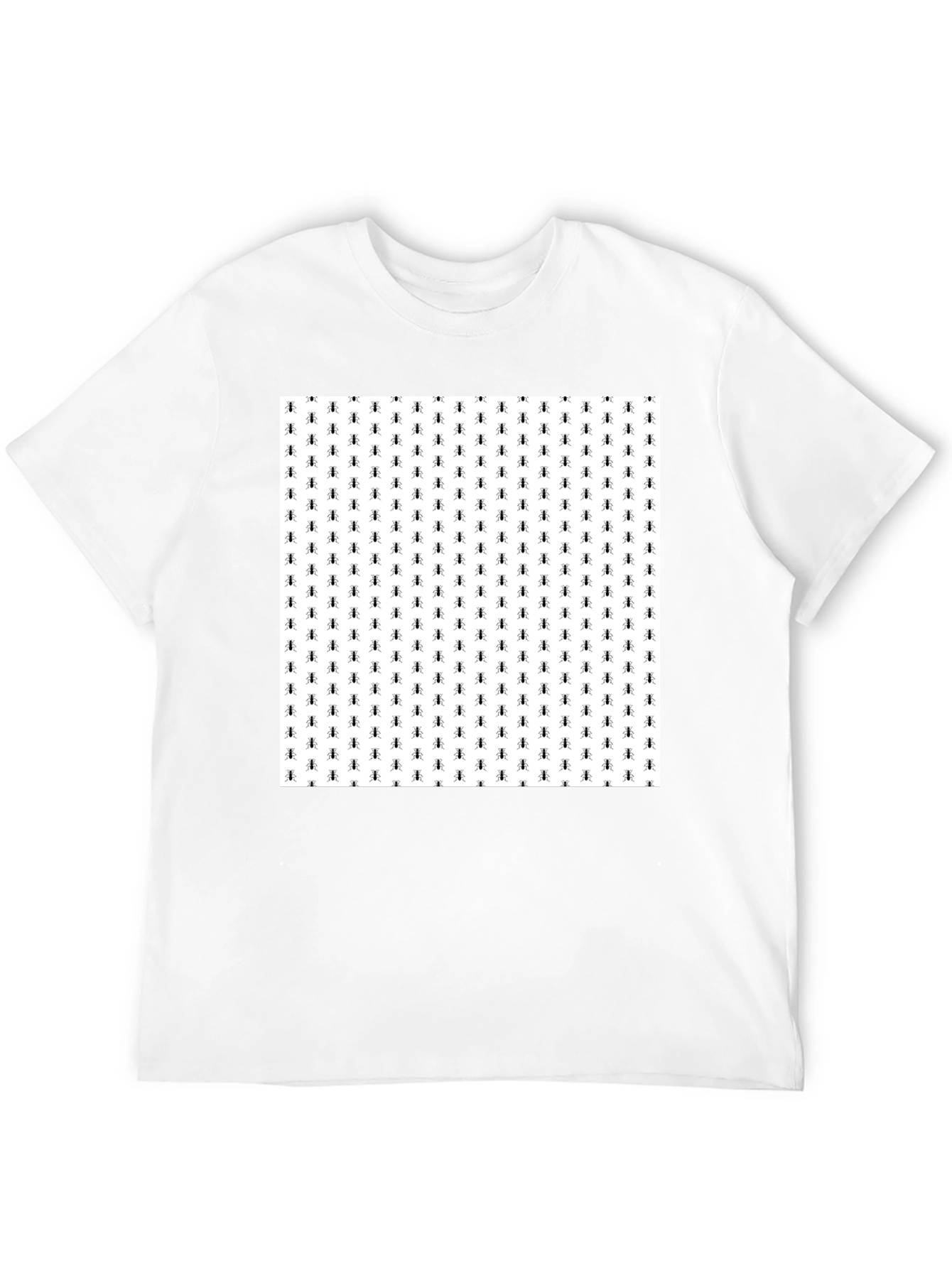 Ant Pattern Tee - Black Cotton Casual T-Shirt