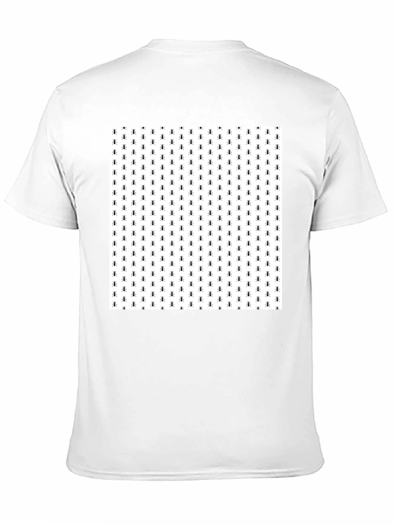 Ant Pattern Tee - Black Cotton Casual T-Shirt