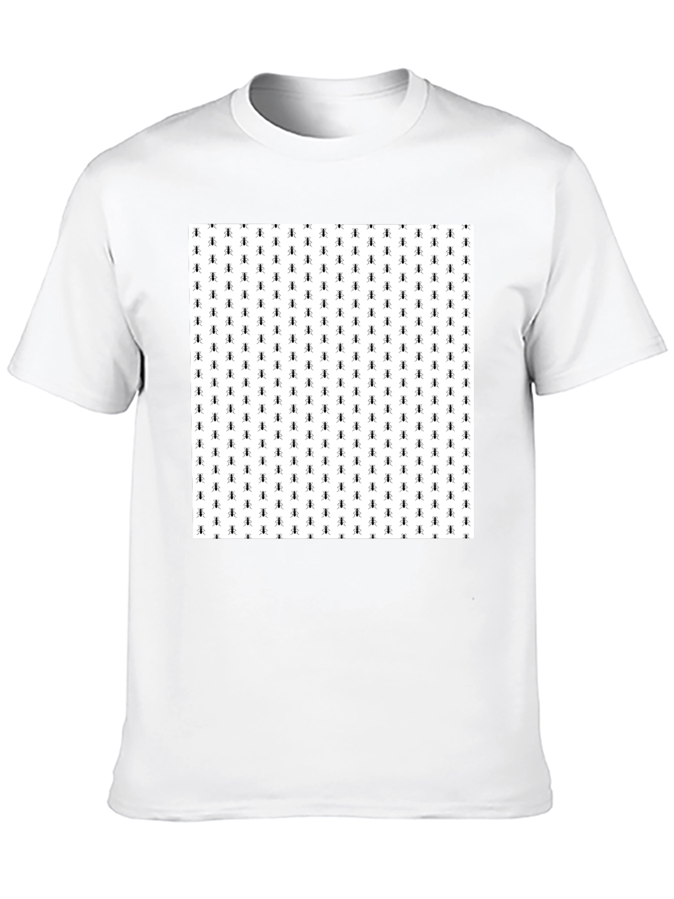Ant Pattern Tee - Black Cotton Casual T-Shirt