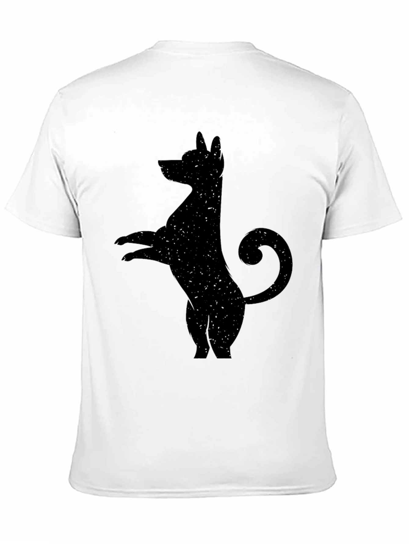 Mens Black T-Shirt with Quirky Dog Silhouette