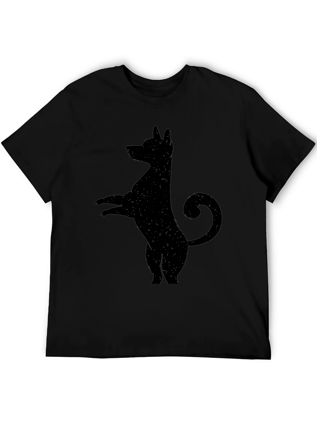 Mens Black T-Shirt with Quirky Dog Silhouette