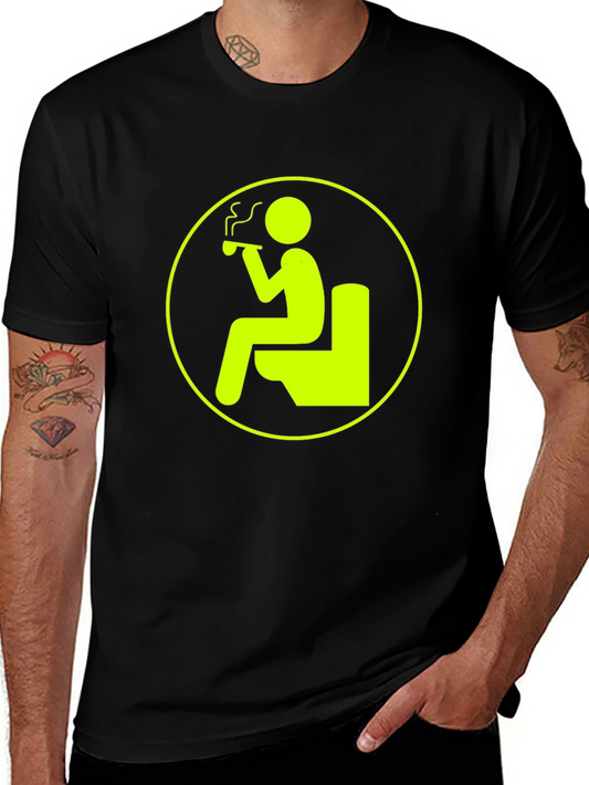 Funny Smoking on Toilet Black T-Shirt