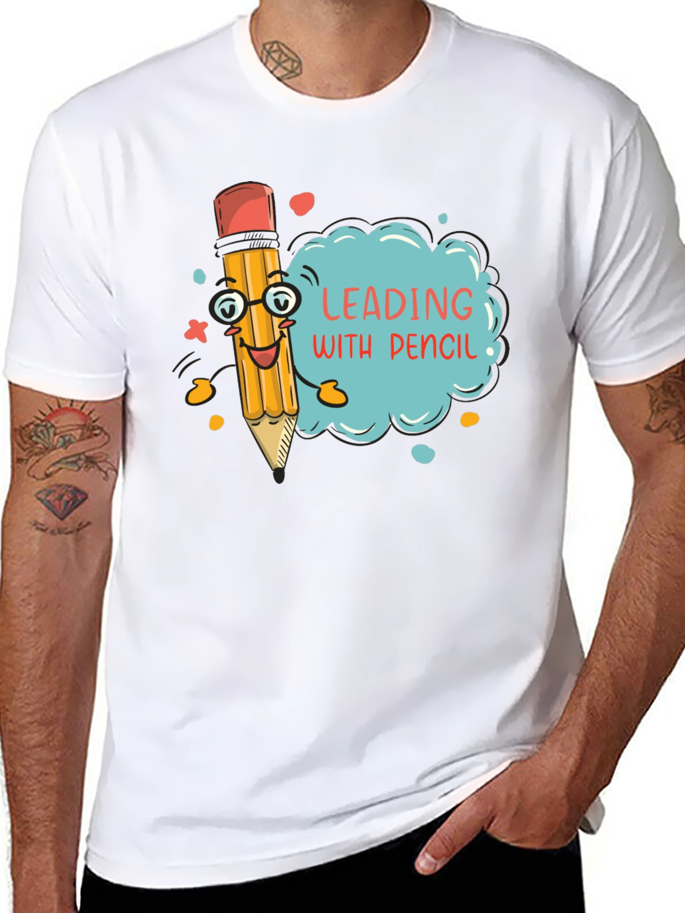 Leading with Pencil - Funny Graphic T-Shirt