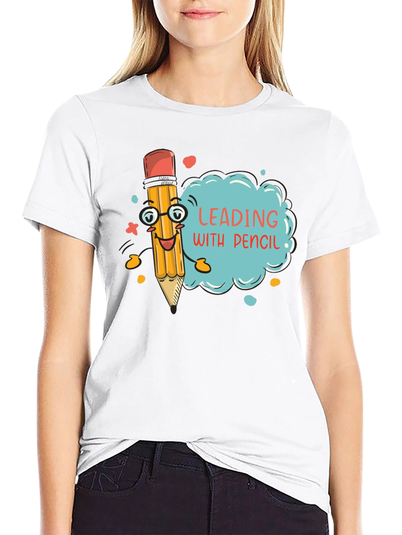 Leading with Pencil - Funny Graphic T-Shirt