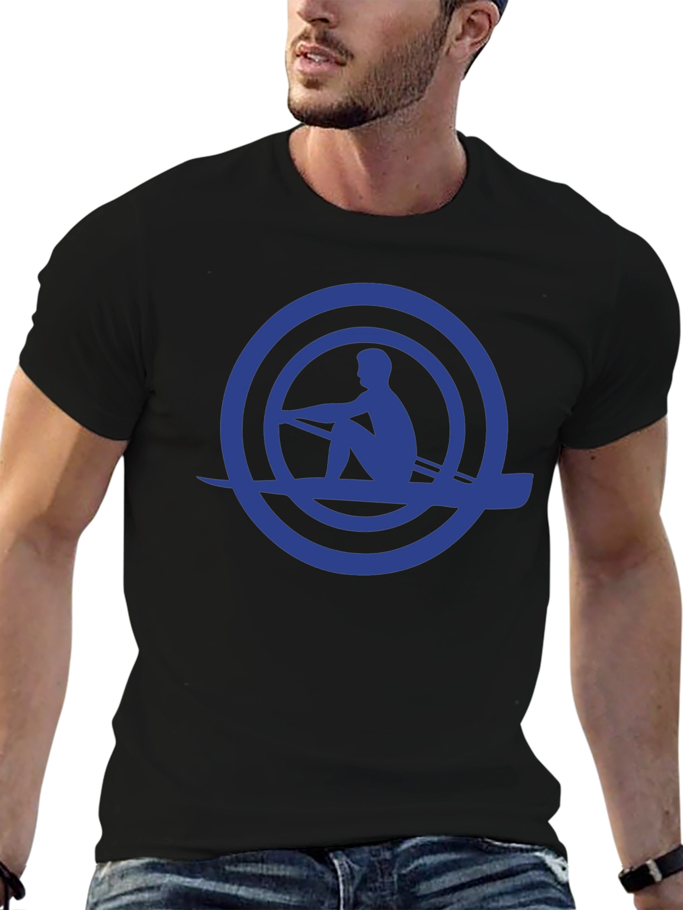 Rowing Silhouette Graphic Tee - Mens Black T-Shirt