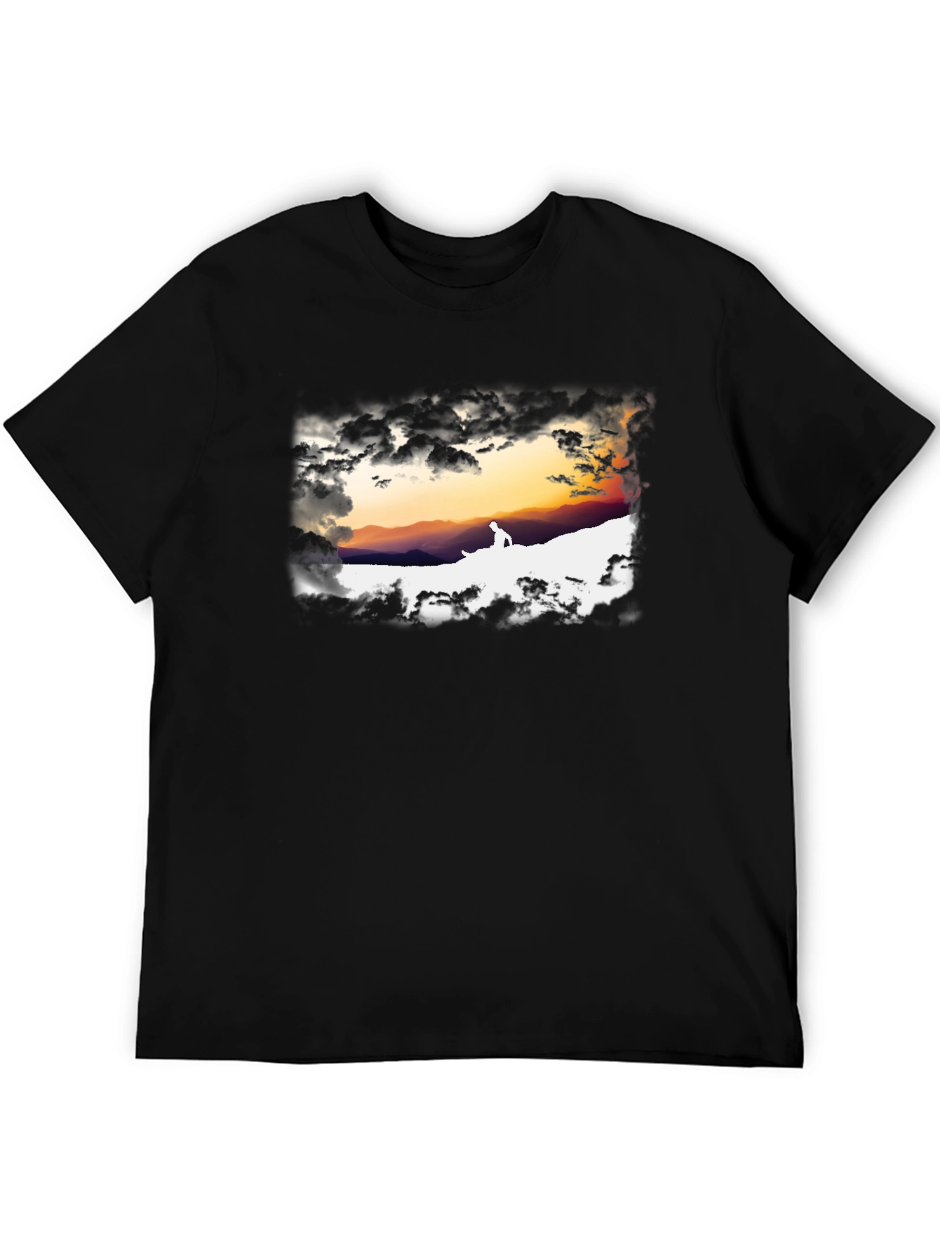 Sunset Silhouette Graphic Tee - Black Cotton