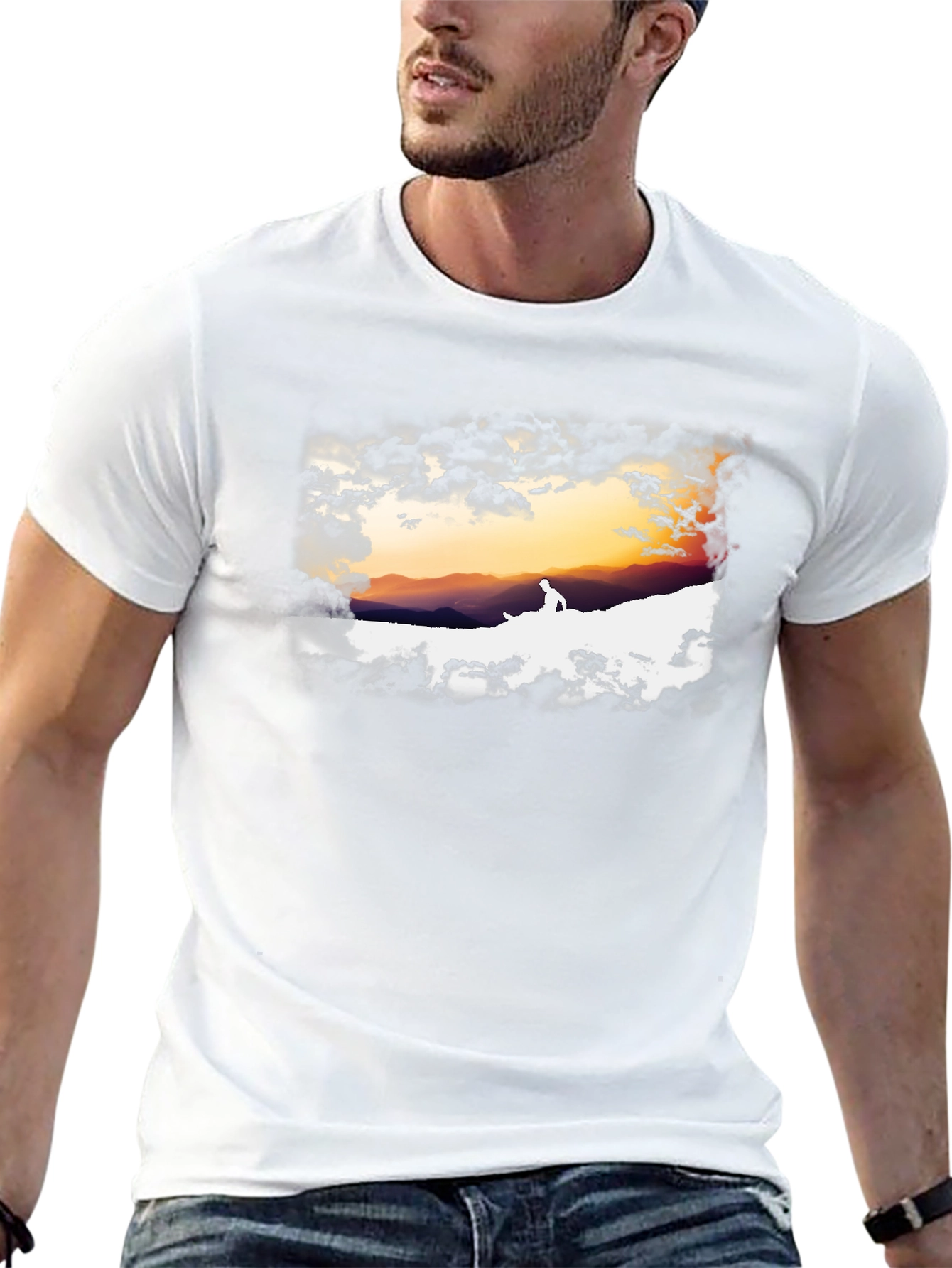 Sunset Silhouette Graphic Tee - Black Cotton