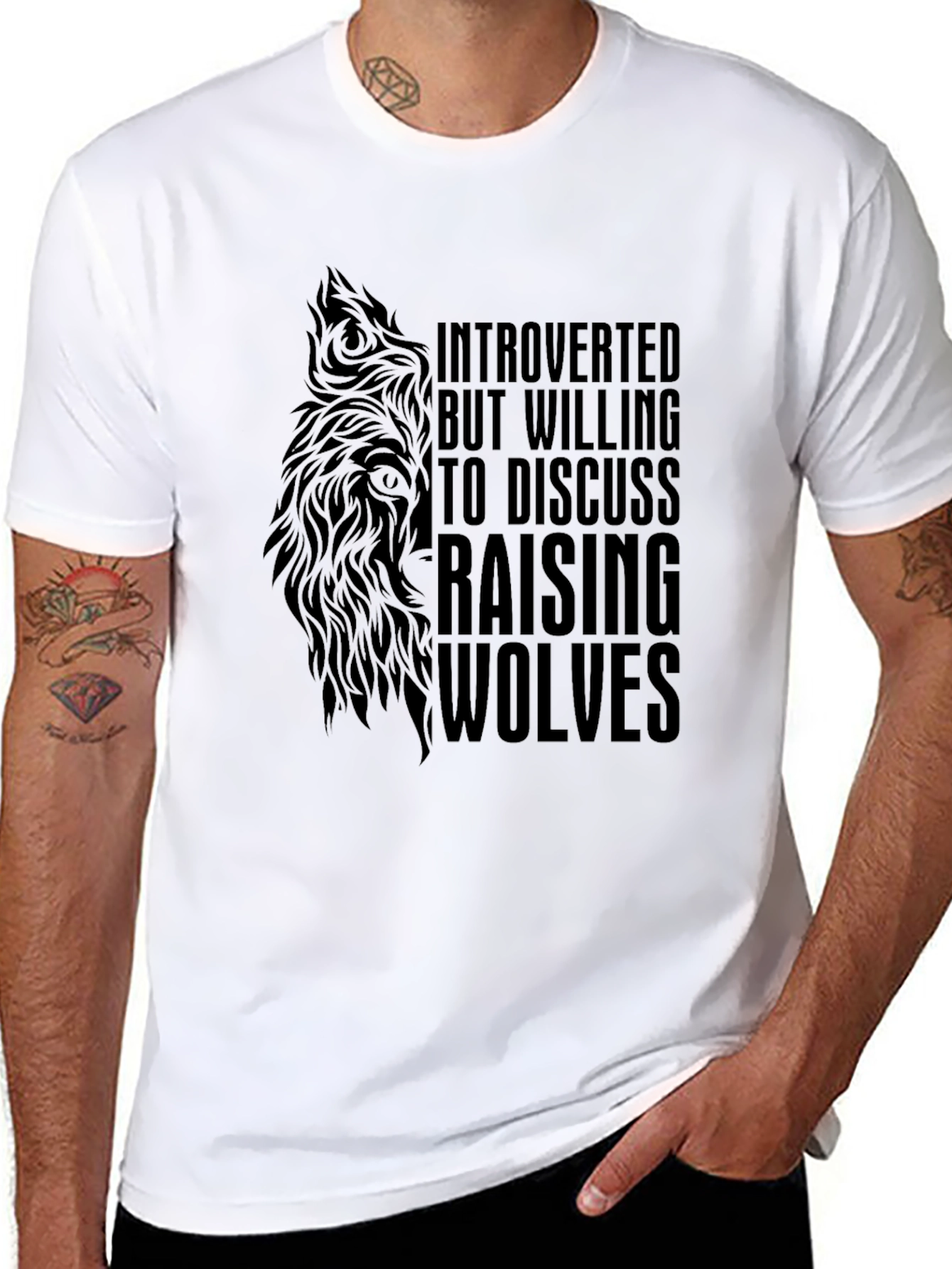 Introverted Wolves Graphic T-Shirt - Unisex Black Tee
