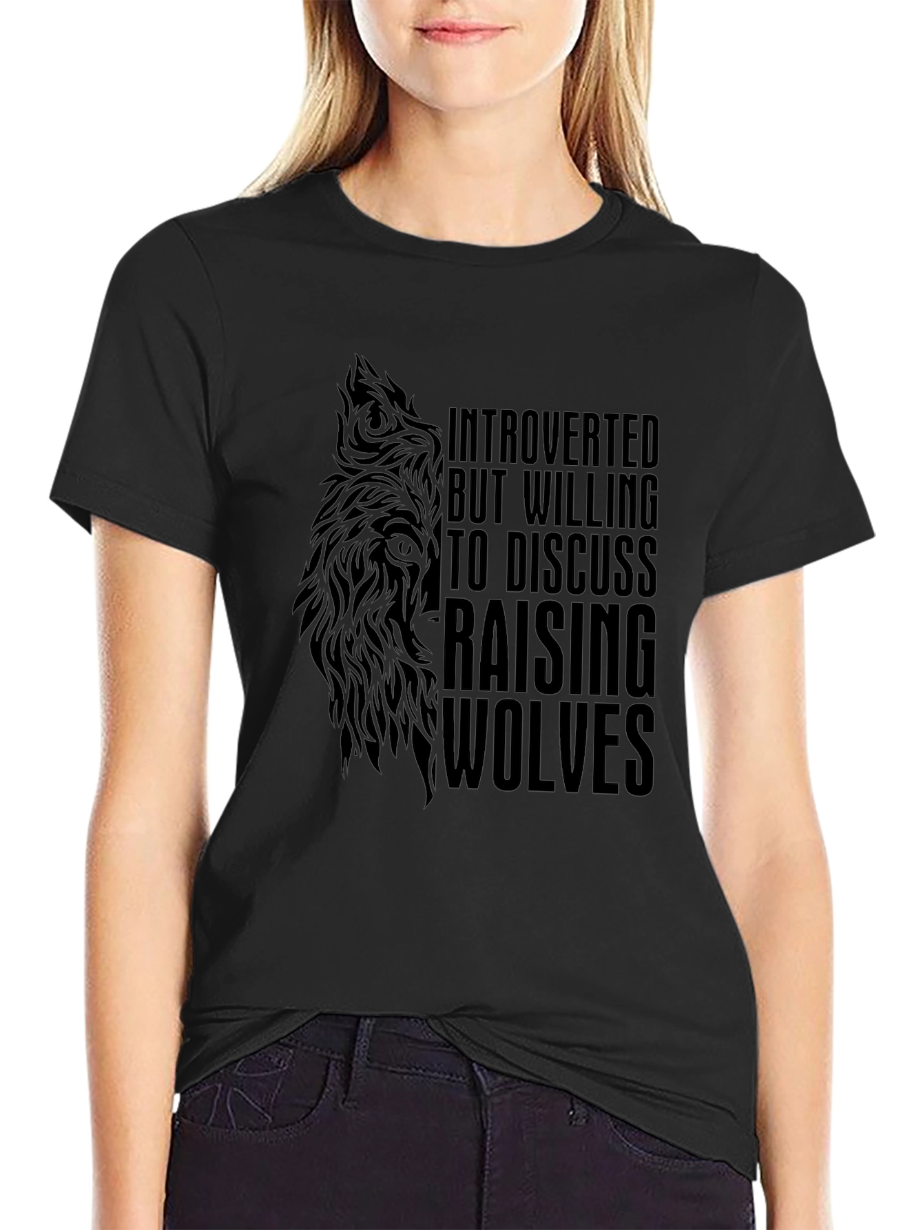 Introverted Wolves Graphic T-Shirt - Unisex Black Tee