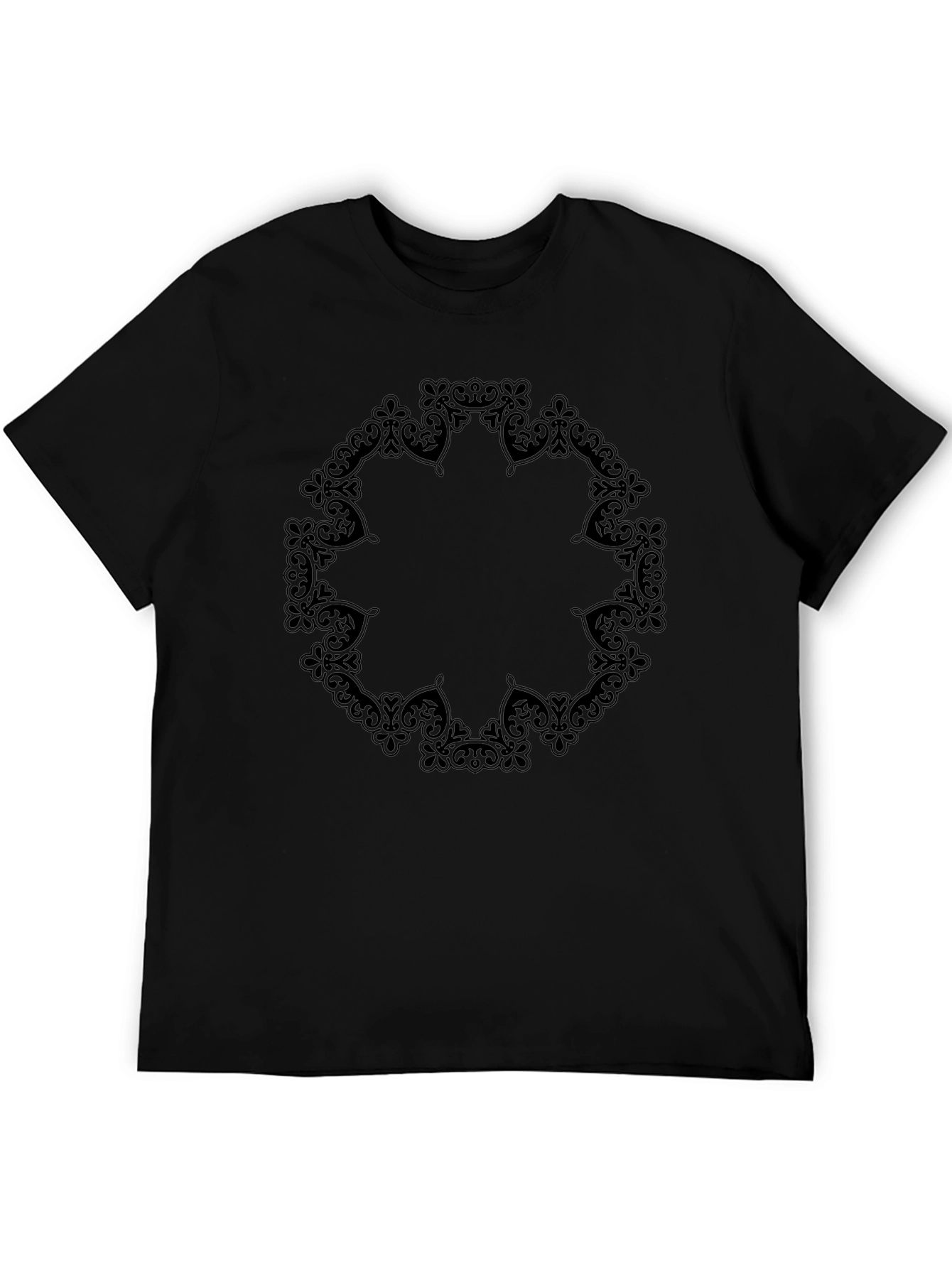 Black Floral Mandala T-Shirt