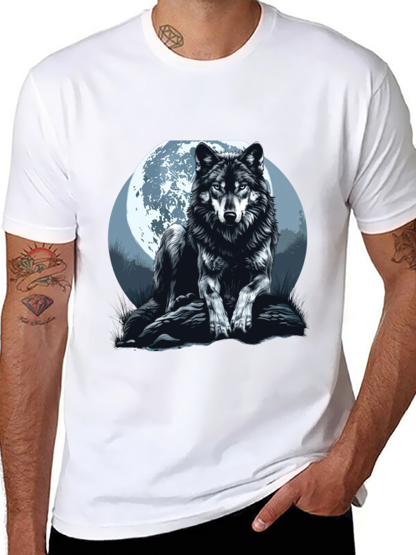 Wolf Moon Graphic Tee - Mens Black T-Shirt