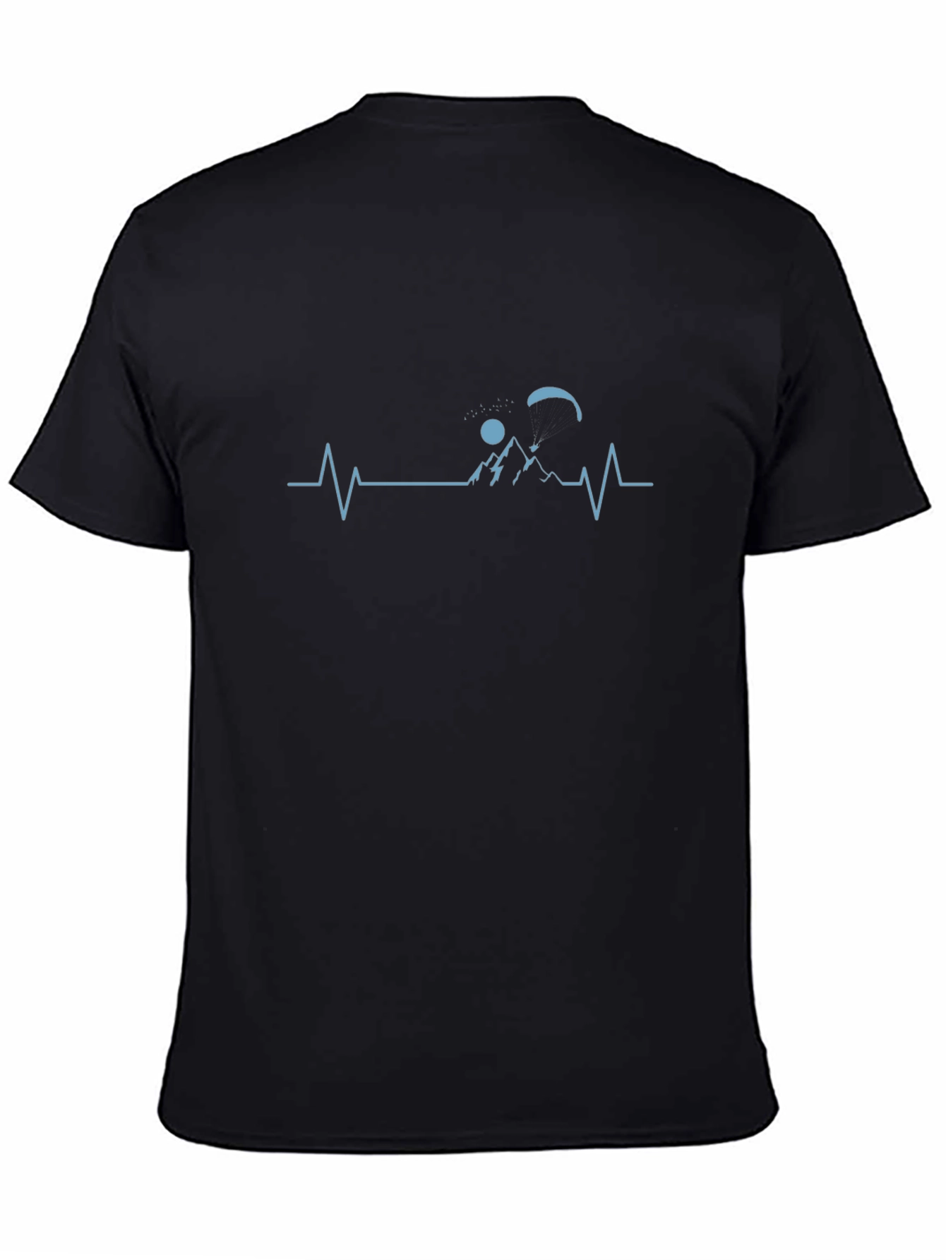 Paragliding Heartbeat Graphic T-Shirt - Black