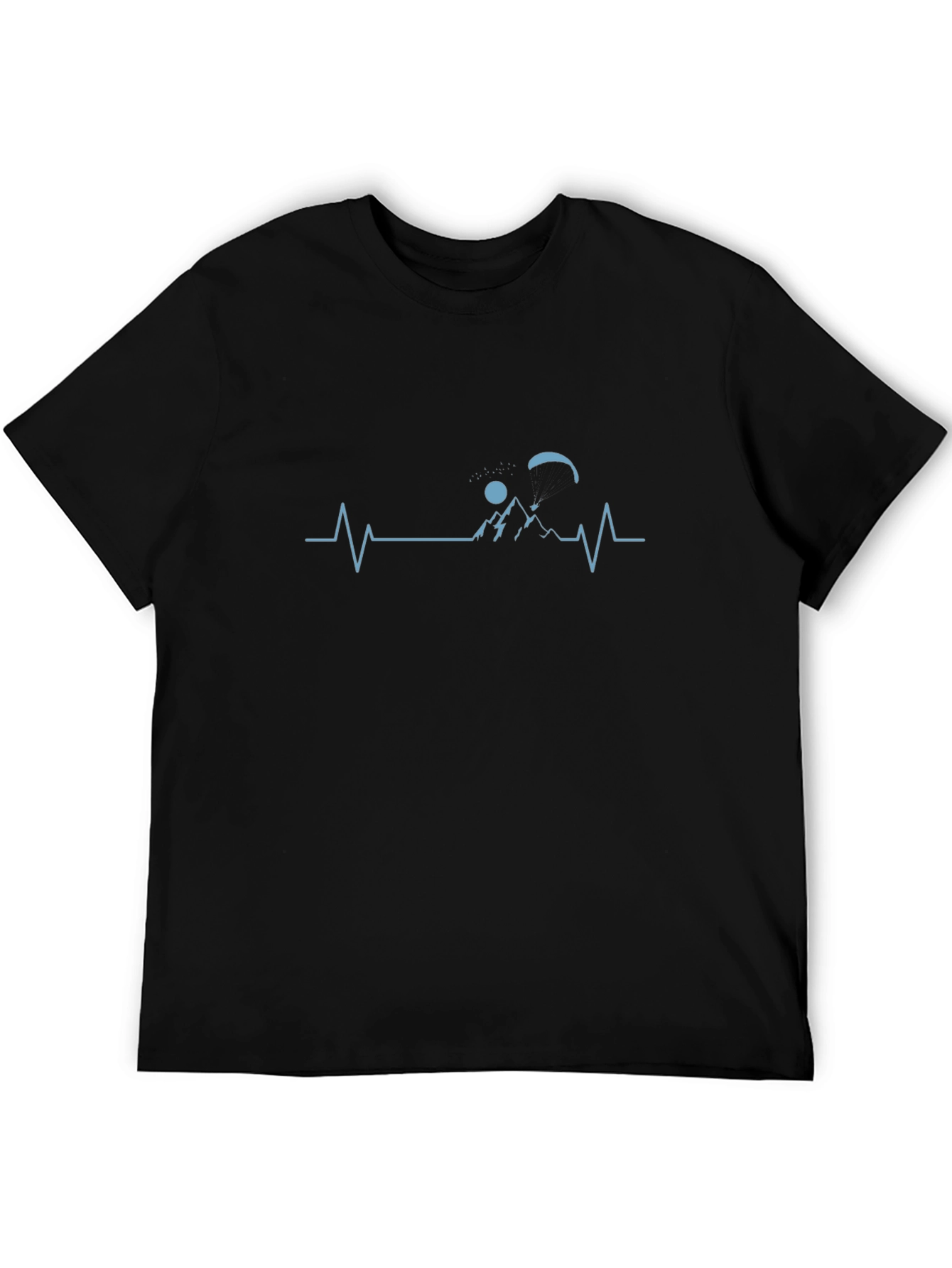 Paragliding Heartbeat Graphic T-Shirt - Black