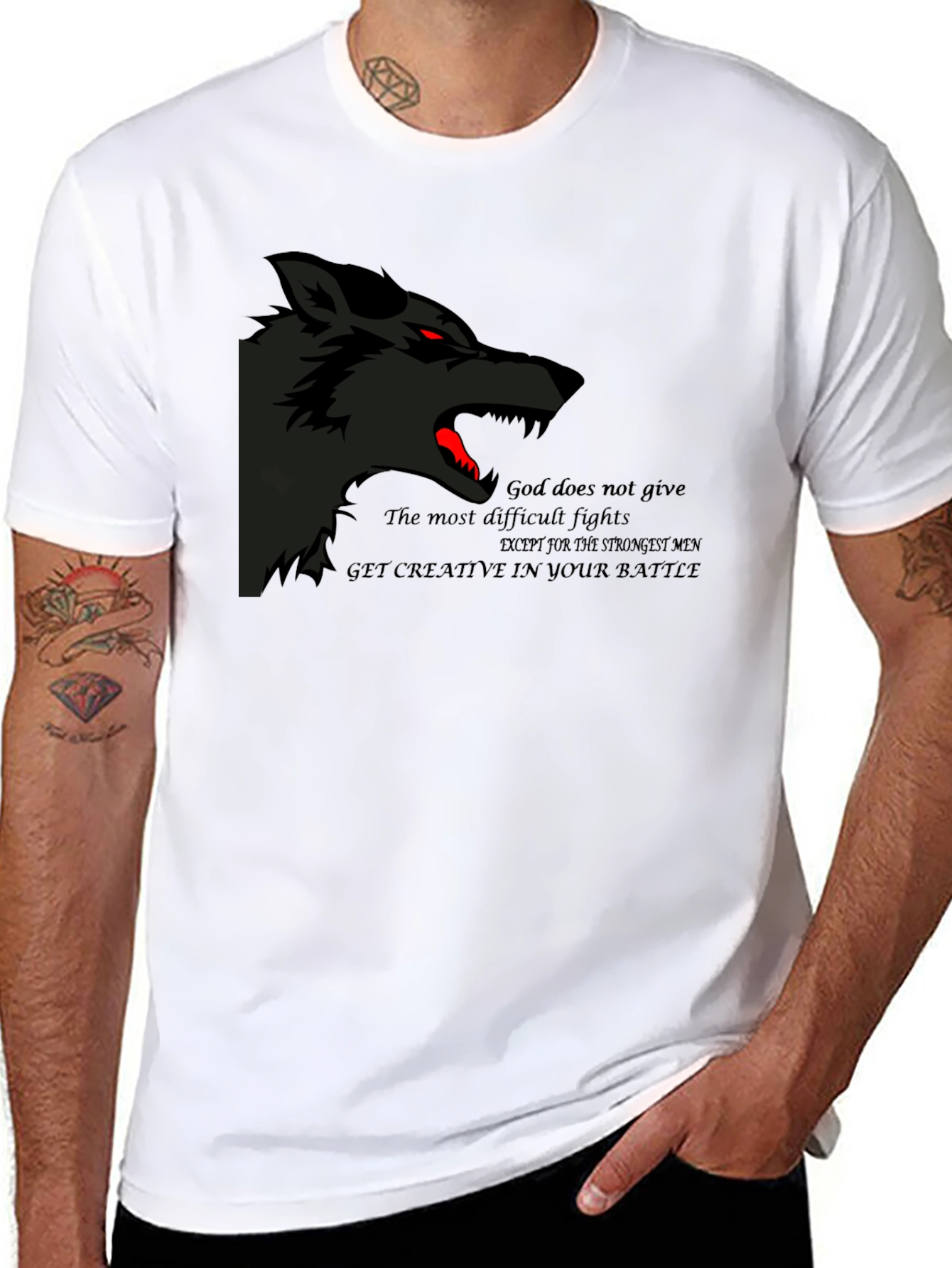 Wolf Graphic Black T-Shirt - Strength & Creativity