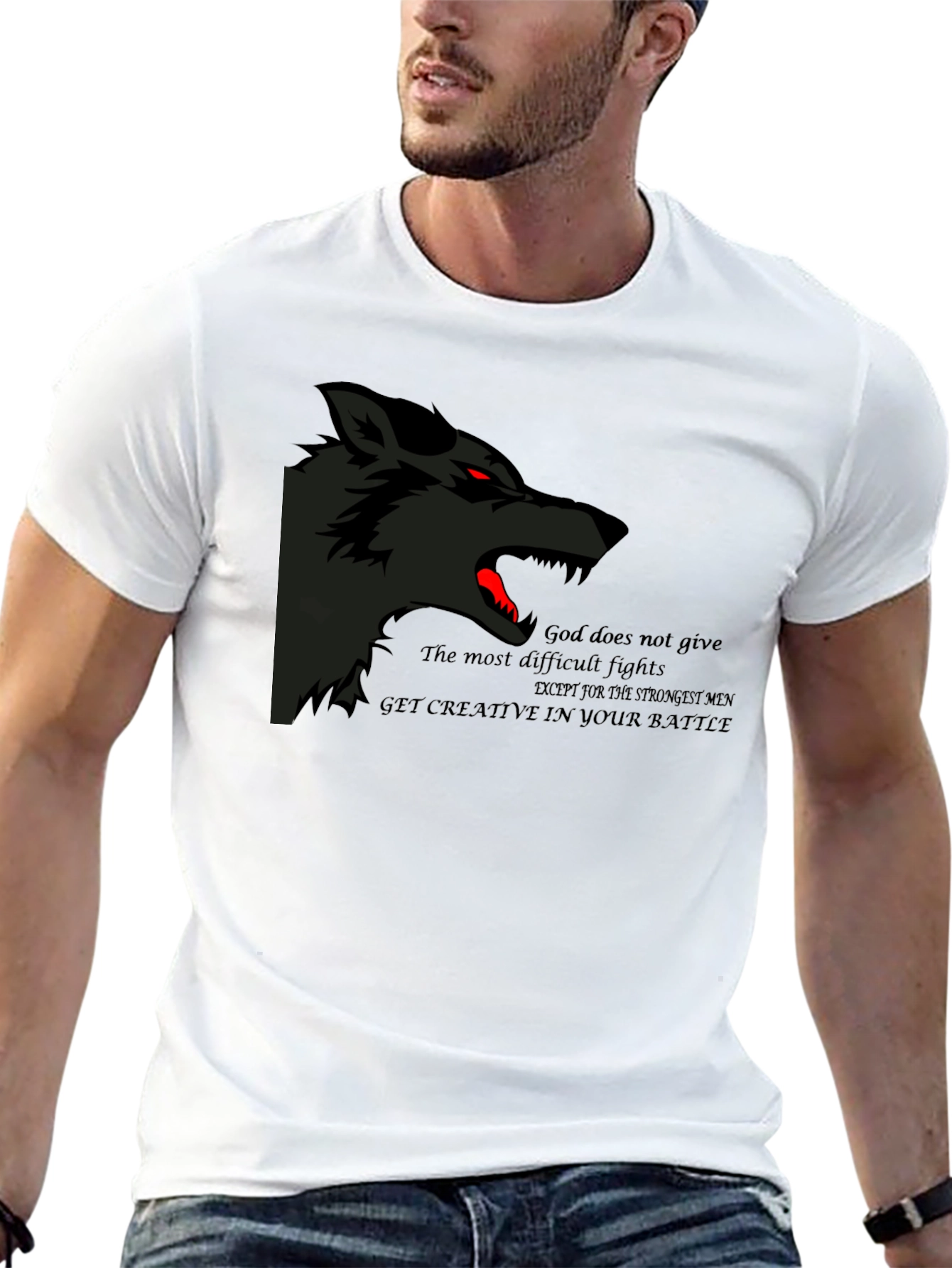 Wolf Graphic Black T-Shirt - Strength & Creativity