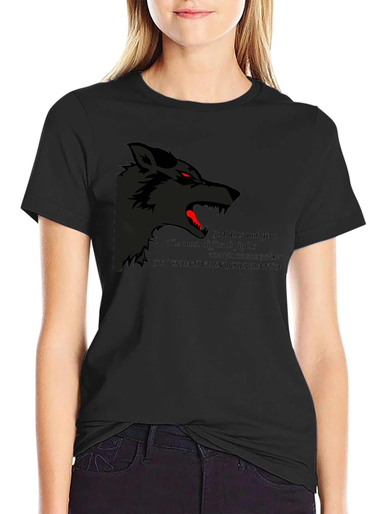 Wolf Graphic Black T-Shirt - Strength & Creativity
