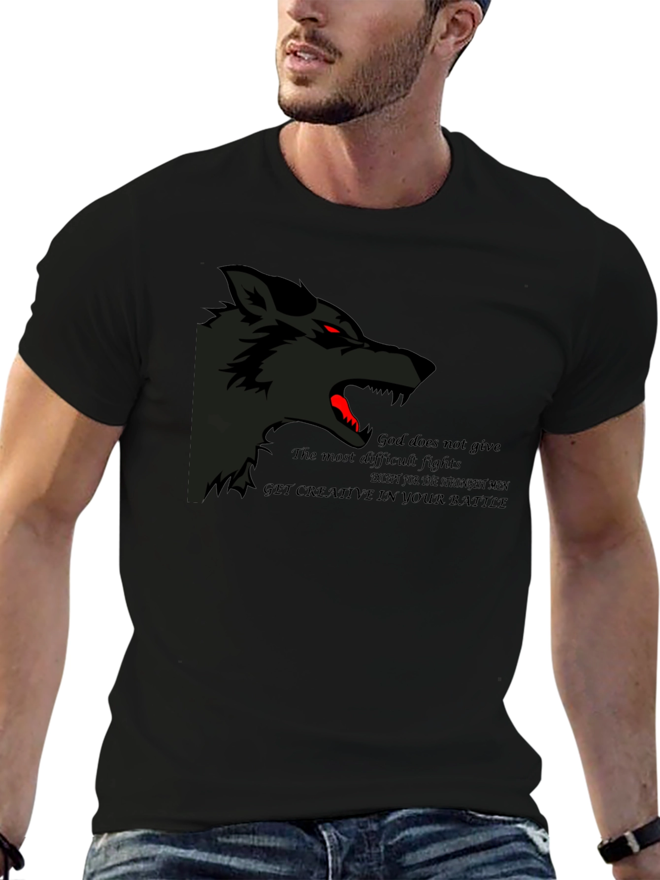 Wolf Graphic Black T-Shirt - Strength & Creativity
